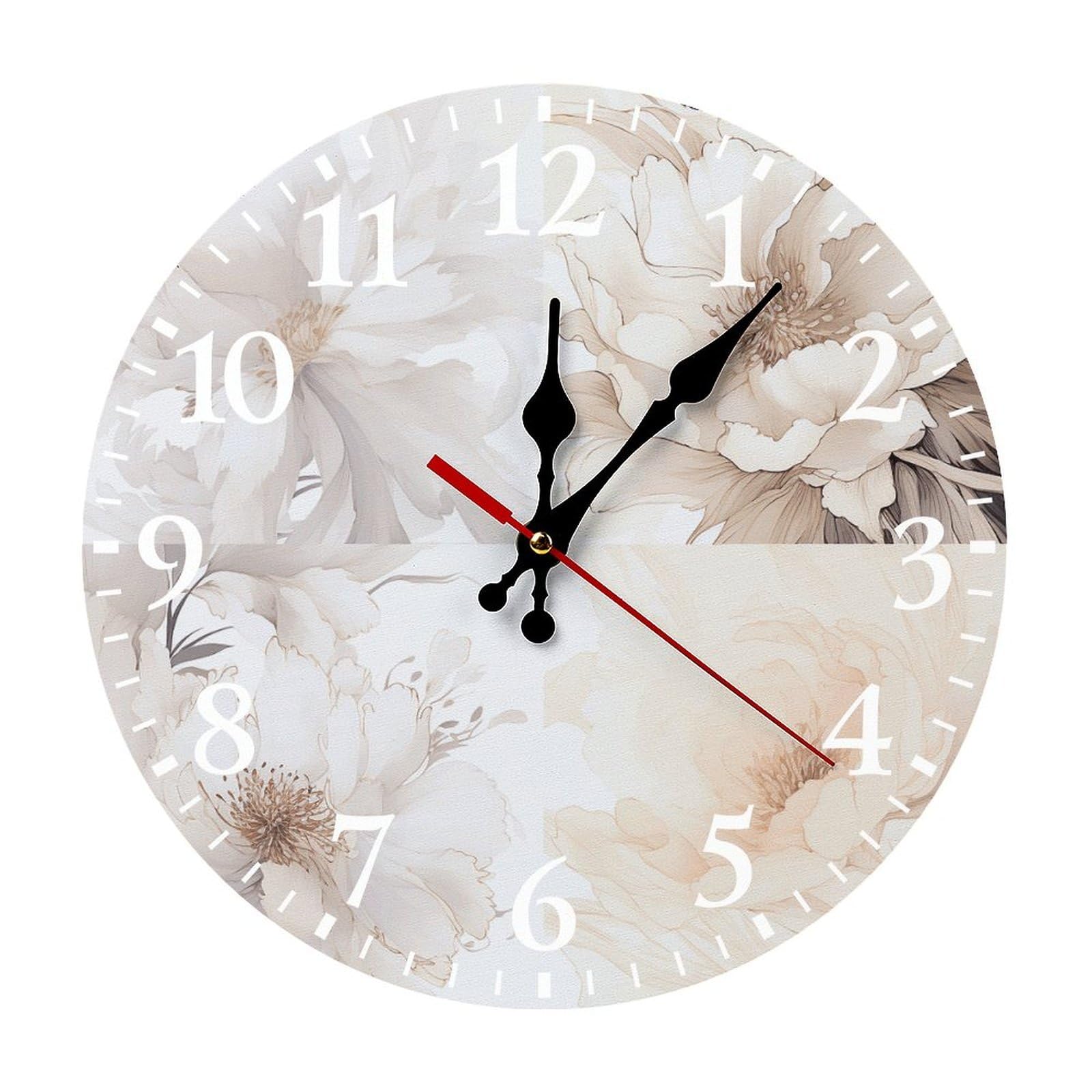 NTVOWPZO 10 Inch Wall Clock Image Battery Operated Wall Clocks Silent Non-Ticking Round Wall Clock for Living Room Kitchen Home Office Wall Decorative Clock