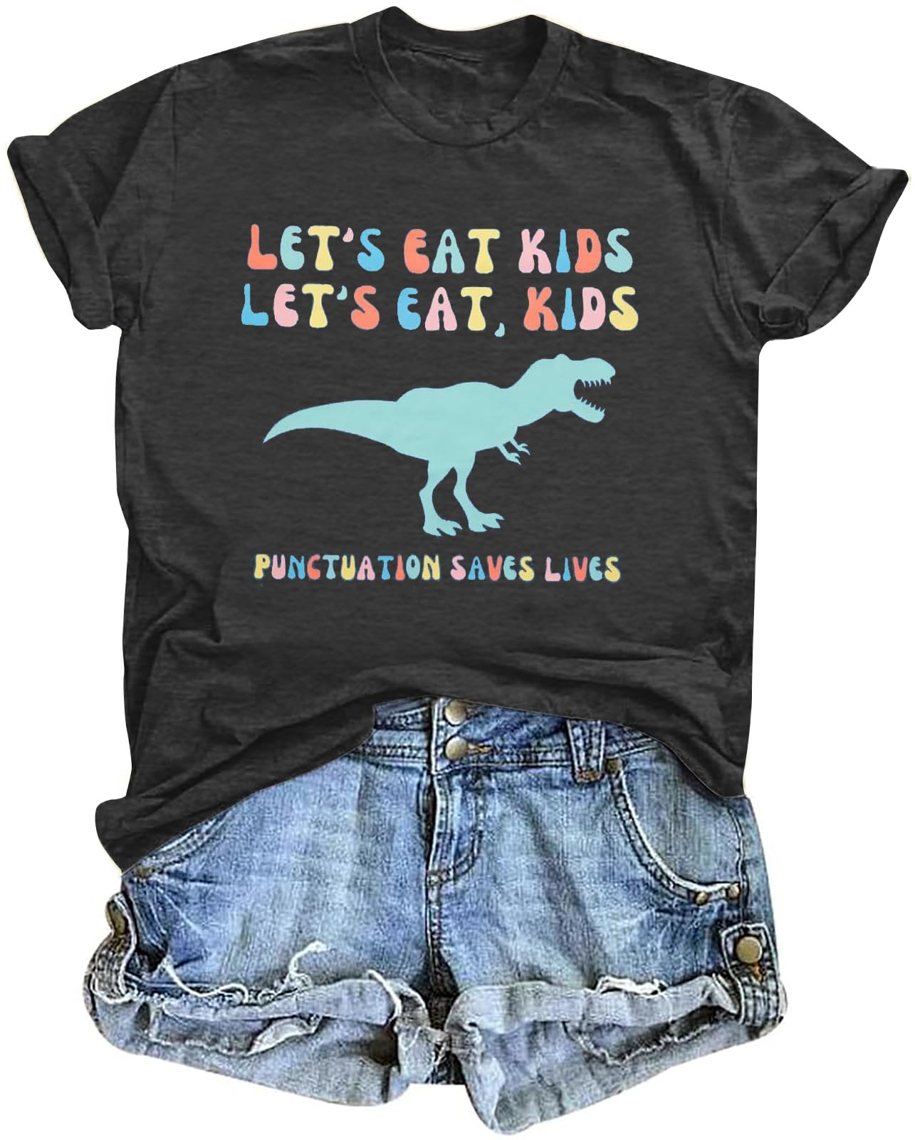 MYHALF Teacher Shirt Women Grammar Tshirt: Funny Dinasour Graphic T Shirt Teacher Gifts Kindergarten Teacher Life Tops