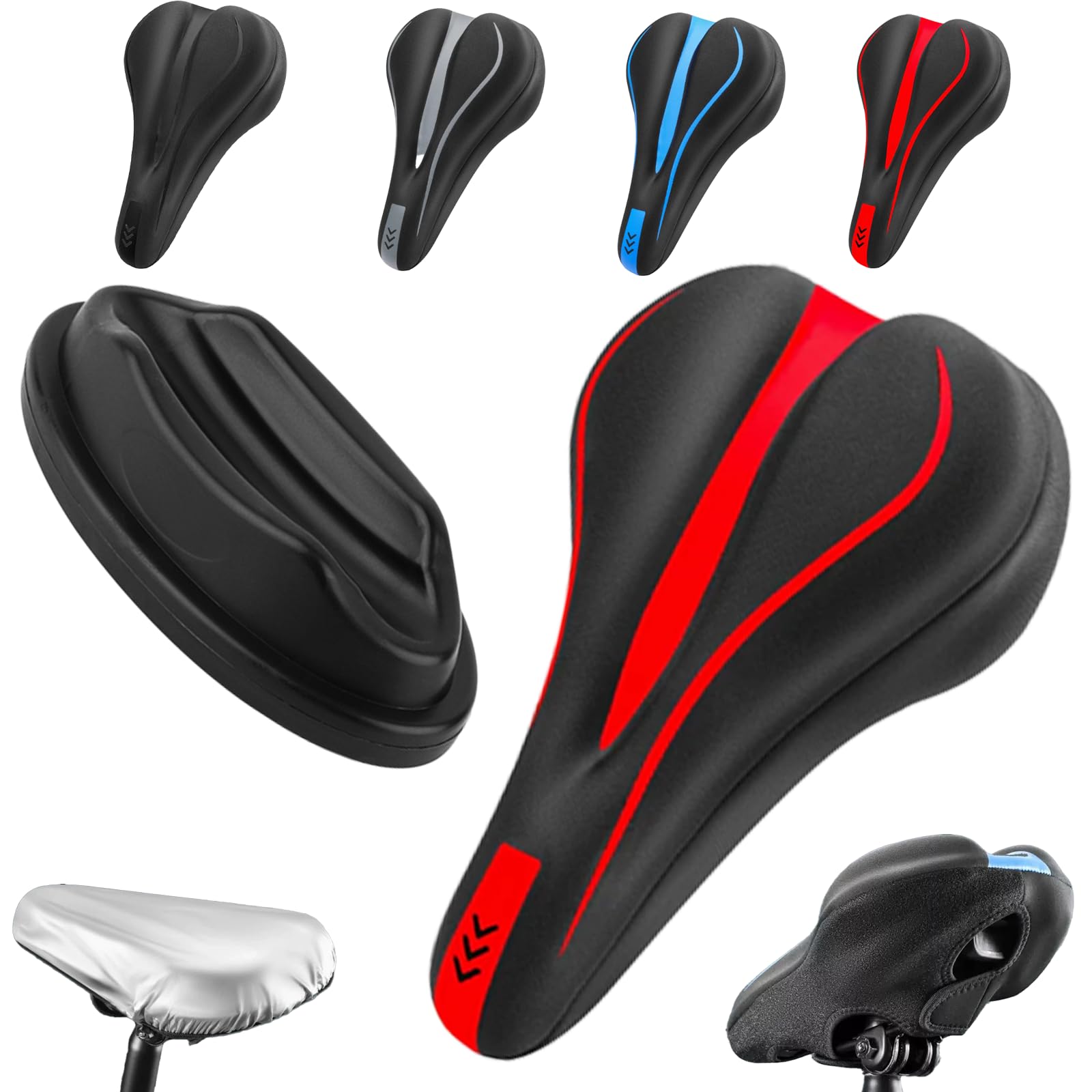 High-Elastic Silicone Front Wheel Pad For Bike (Makes Cycling Easier) Cover, Stationary Gel Padded Bike Seat Saddle Cover for Exercise Mountain Road Spin Cushion (A2)