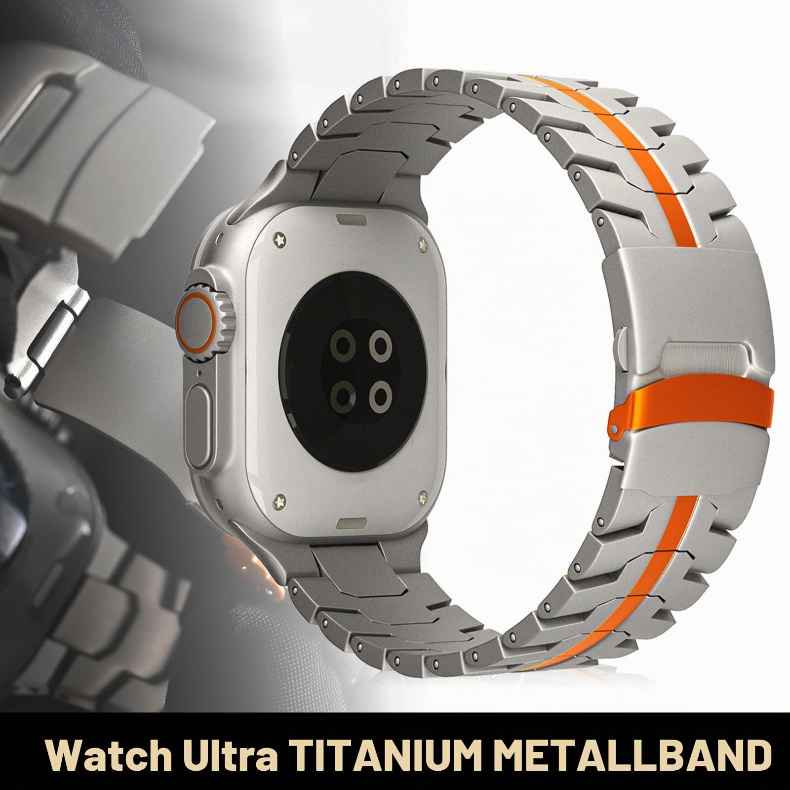 SEURE Titan Armband Kompatibel mit Apple Watch Ultra 2/Ultra 49mm,Serie 10 46mm,Serie 9/8/7 45mm,Serie SE2/6/SE/5/4 44mm, 3/2/1 42mm Edelstahl Gliederarmband Sport Ersatzarmbänder