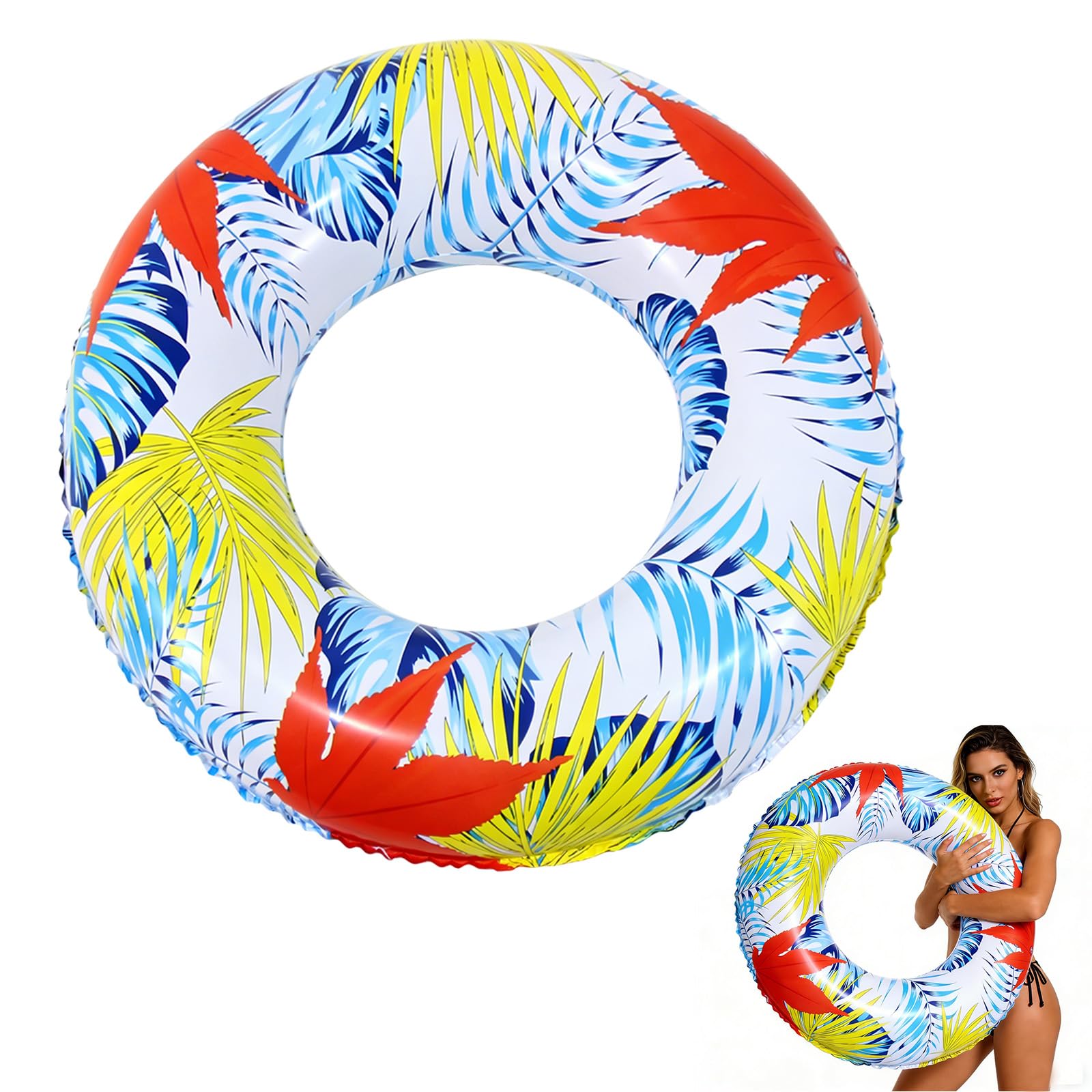 Swimming Ring Inflatable Rubber Rings for Adults,120cm Giant Red Maple Leaf Inflatable Pool Ring Floaties Swim Rings Water Float Inflatables Pool Float for Men Women Teenager Beach Summer Water Party