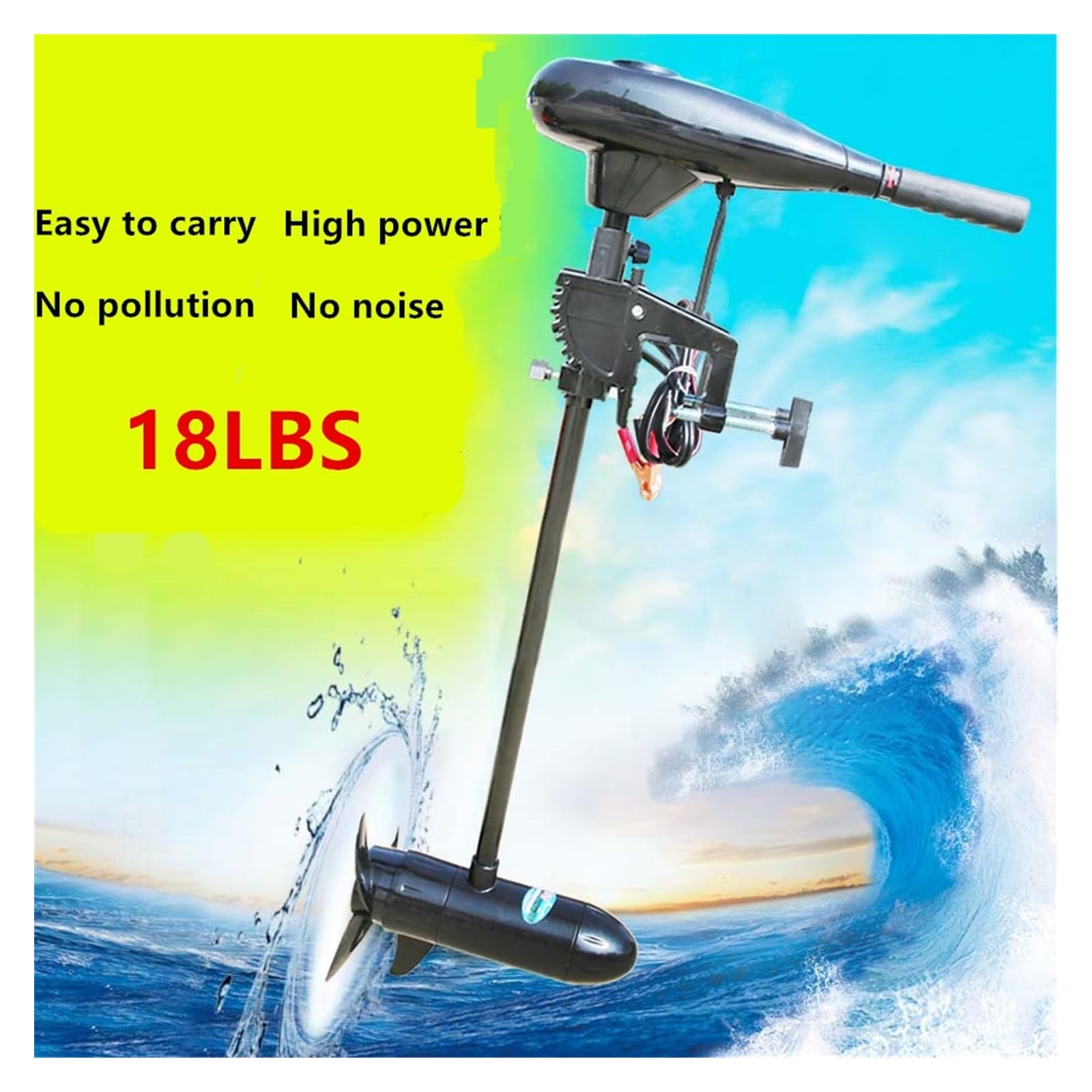 Motore Elettrico Barca, 18 LBS 180 W Motore elettrico for pesca alla traina, motore fuoribordo da 2 KM/H, for gommone Kayak a remi,Prova Prestazioni ed Efficienza Eccellenti
