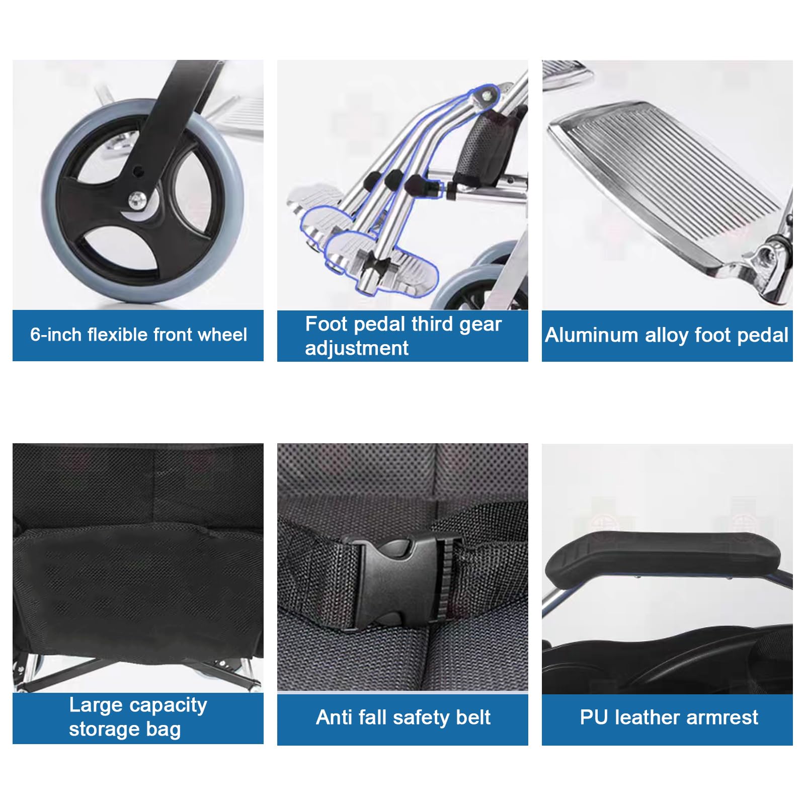 Sillas de Ruedas Plegables Silla de Ruedas Manual,Sillas de Ruedas para Adultos,Silla de Ruedas de Transporte Ultraligera Y Fácil de Usar/Small Rear Wheel