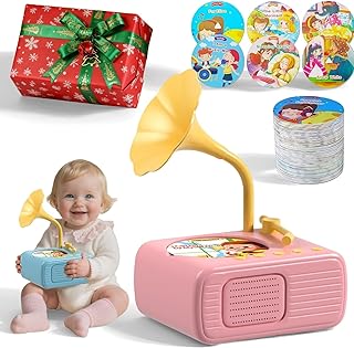 Interactive Kids Phonograph: 96 Audio Cards Plus 8 Recordable Cards for Personalized Storytelling
