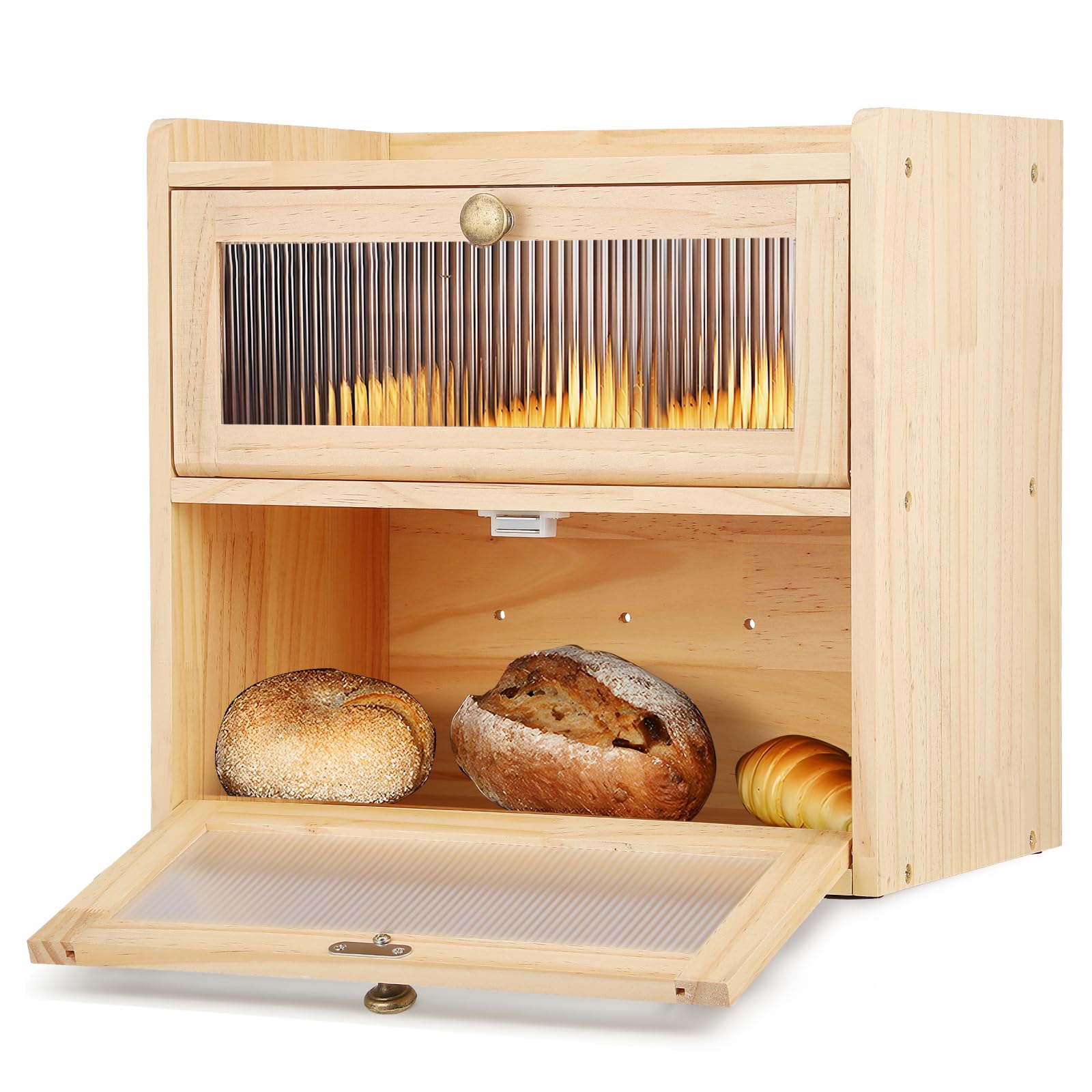 Caja de pan de madera ventilada que evita el moho en el pan de molde