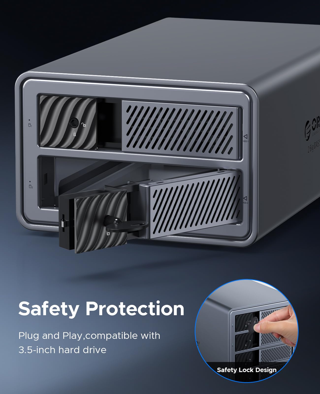 ORICO Aluminiowa obudowa na 2 dyski twarde, stacja dokująca USB 3.0 HDD do 3,5 cala HDD do 2 x 22 TB, kompatybilna z MacOS i Windows (9828U3)