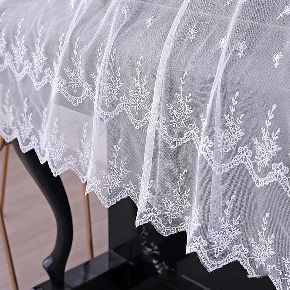 Upright Piano Cover Set Fashion Dustproofing Cover Electronic Piano Cover Upright Piano Keyboard Cover Lace Piano Half Cover Chair Cover, Simple Elegant Princ(Piano Cover+Double Chair Cover