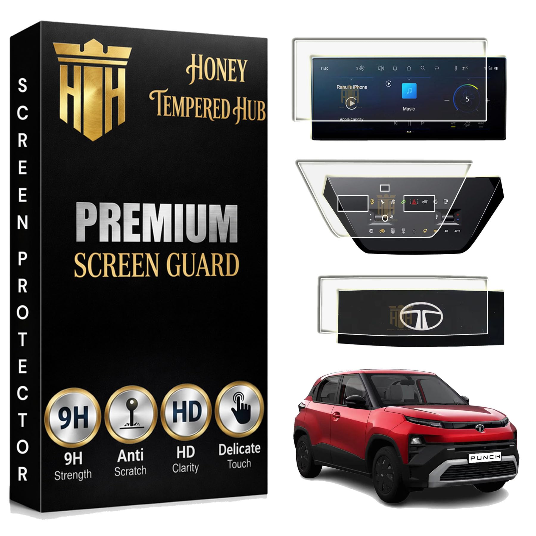 ( 3 PACK ) Screen Protector For TATA PUNCH 2026 FACELIFT /10 INCH INFOTAINMENT + STEERING PANEL + AC CLUSTER PROTECTOR / Accomplished / Accomplished+S / 9H Hardness, Anti-Scratch & Water Resistant | TataPunch 2026 New Car Accessories [Not Tempered Glass]-image-22