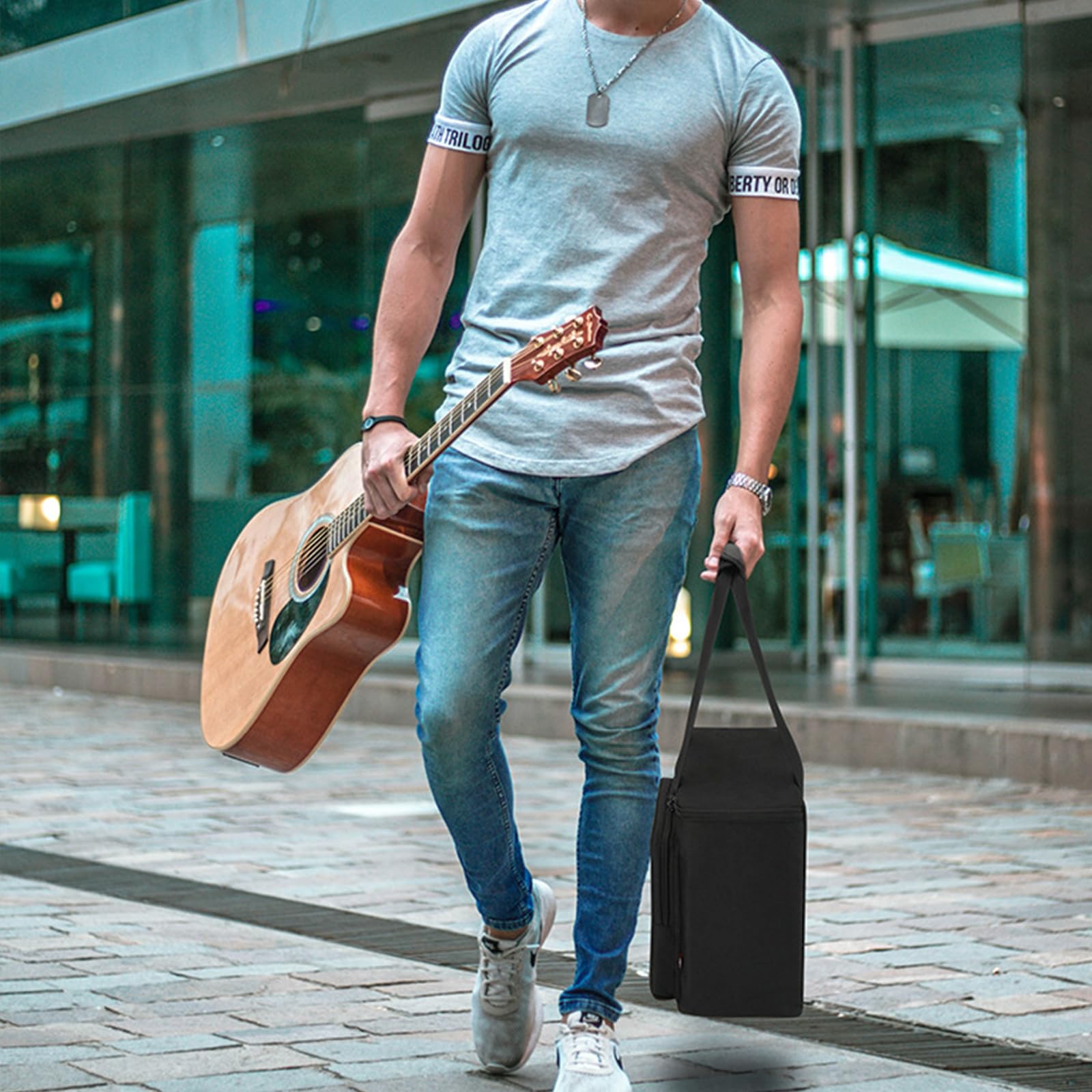 Tragbare Gitarren-Verstärker-Tasche für 10G mit zwei Tragegurten und Schulter, Farbe 1, 29x28x17cm