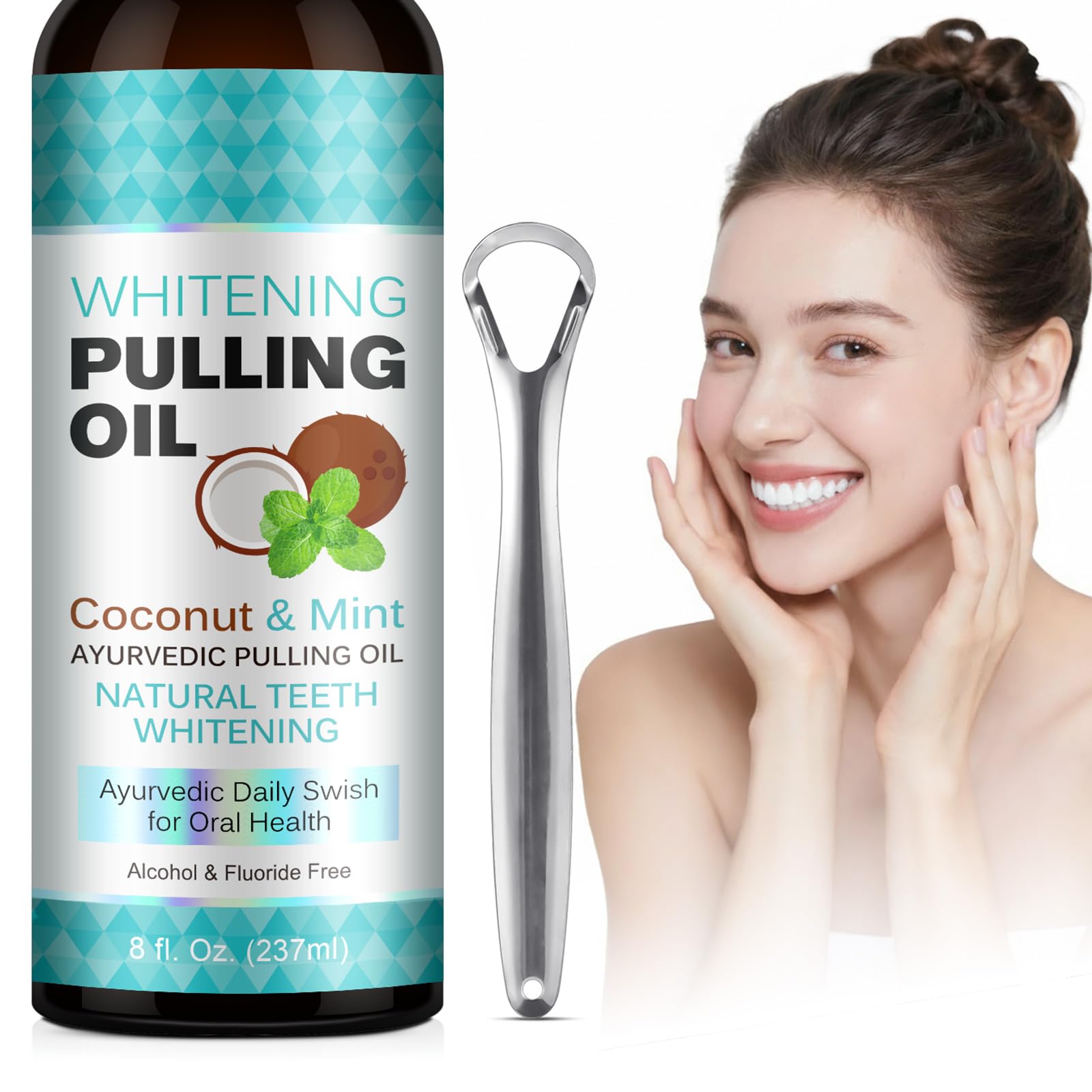 Coconut Oil Pulling Mouthwash Promotes Deep Cleaning Peppermint Pulling Oil for Teeth Gum Health Fresh Breath Natural Mouth