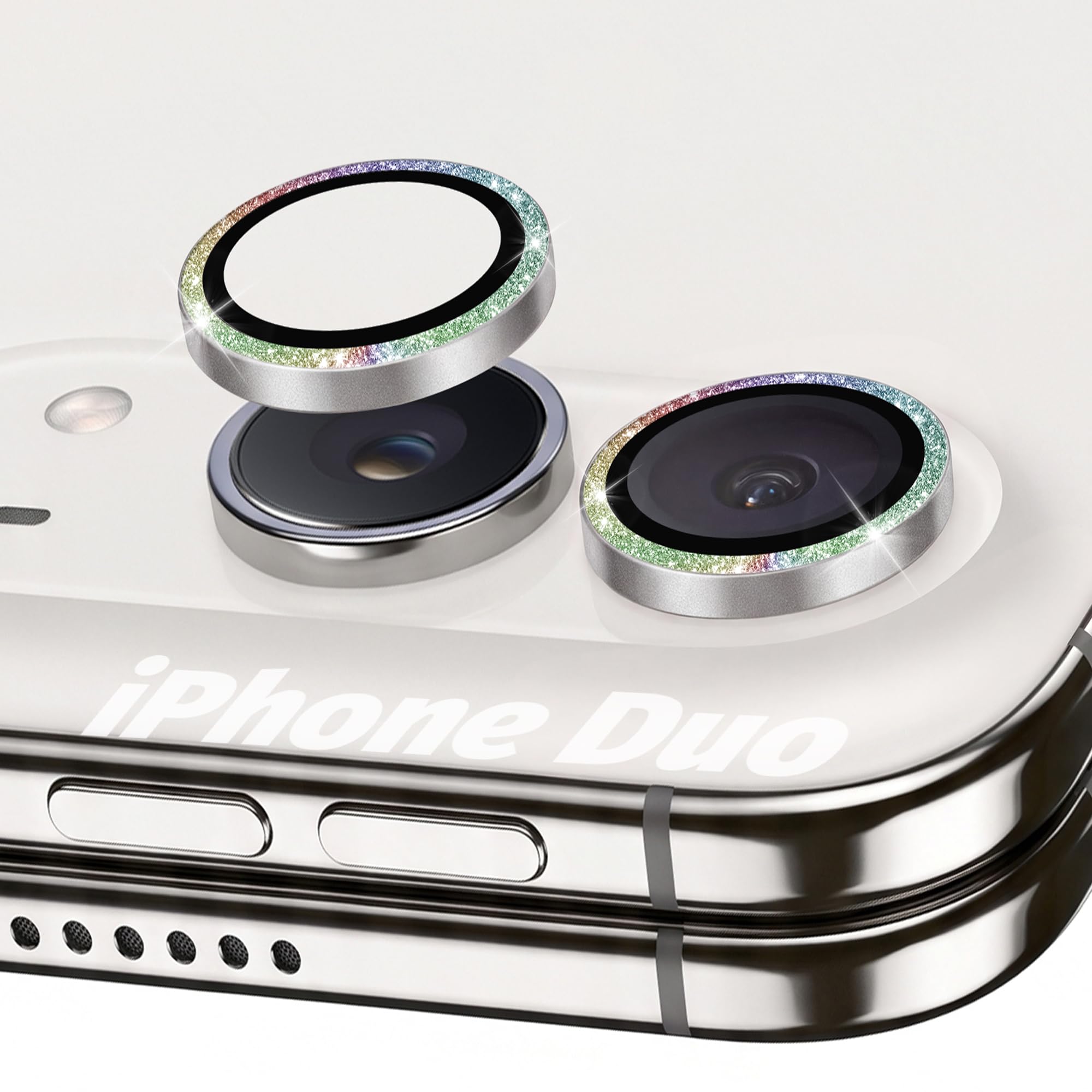 Orzero 9H Glass Camera Lens Protector for iPhone Duo-Bling Colorful, 2 Pack