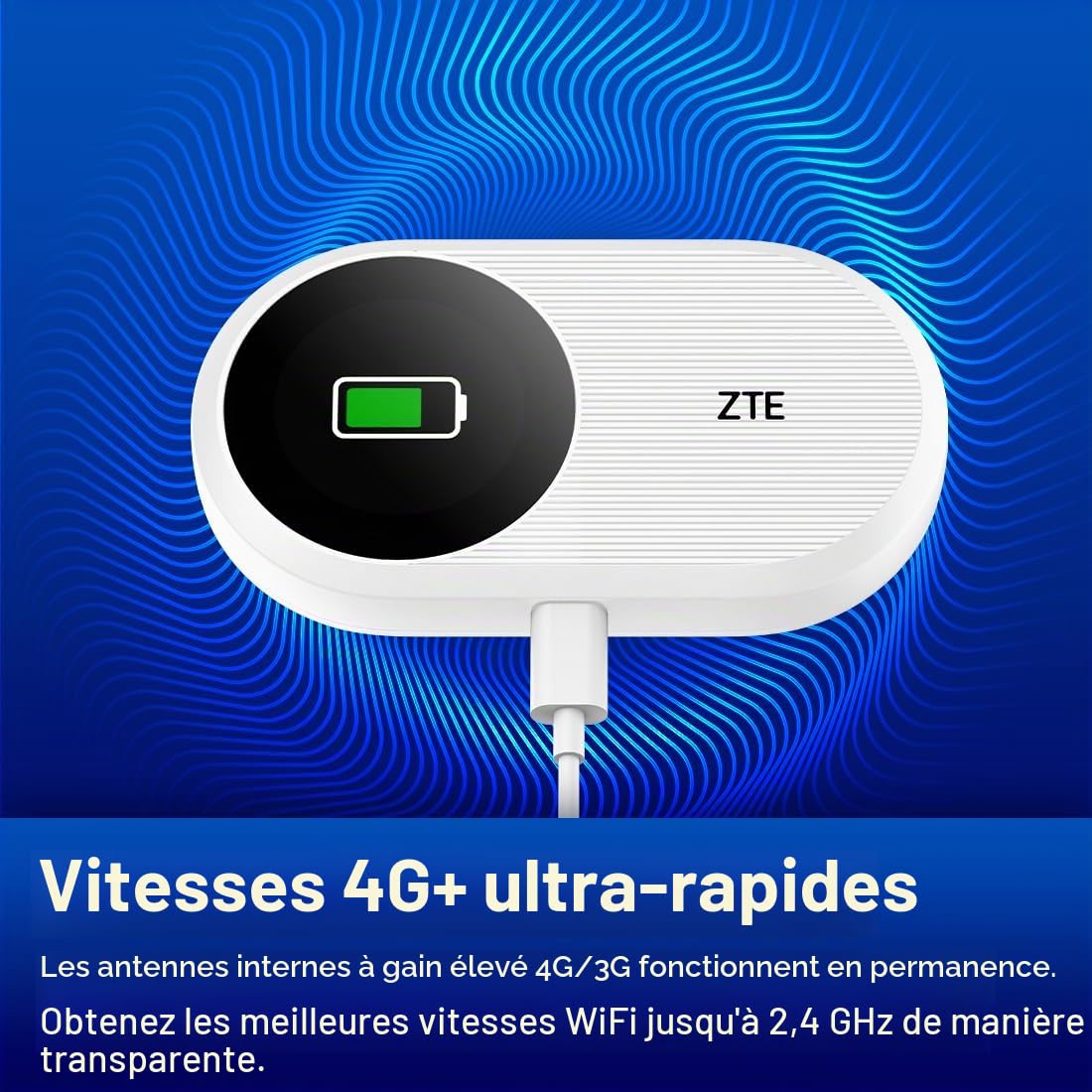 ZTE U10S Pro Wi-Fi 6 GHz Wi-Fi 4 Routeur 4G+ LTE 32 appareils 10 heures de batterie globale 2,4 GHz 5 GHz Blanc