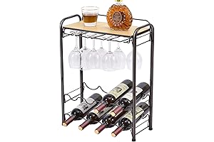 TOOLF Wine Rack for Countertop, 8 Bottle Freestanding Metal Wine Holder with...