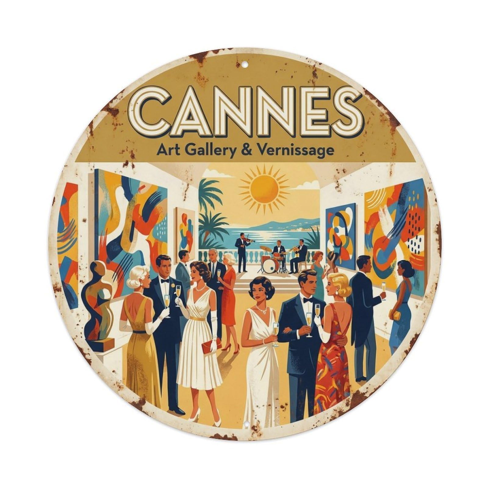 France Cannes Art Gallery Vernissage Riviera Travel Metal Tin Sign
