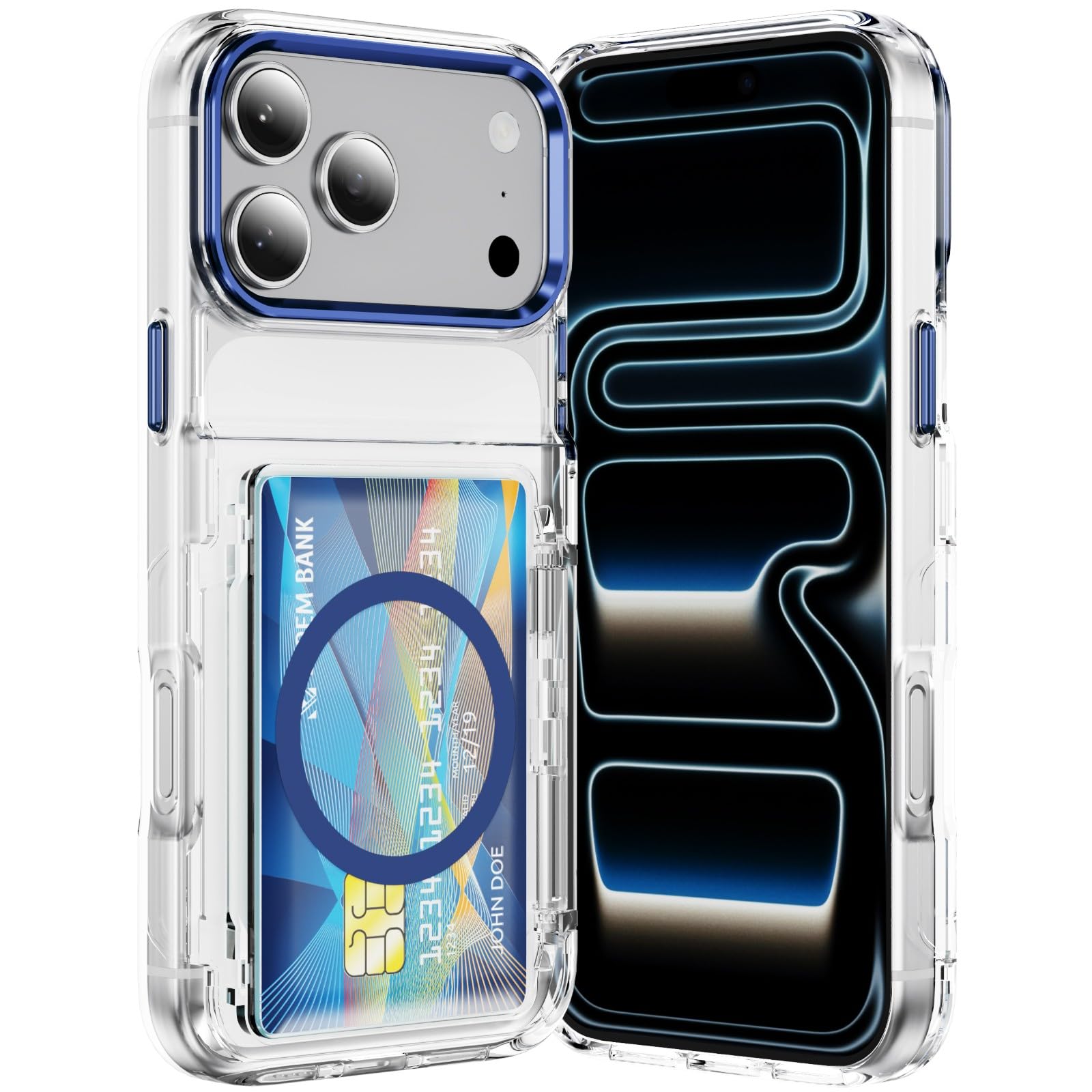 Coque iPhone 17 silicone bleu rigide protège vos cartes - 7