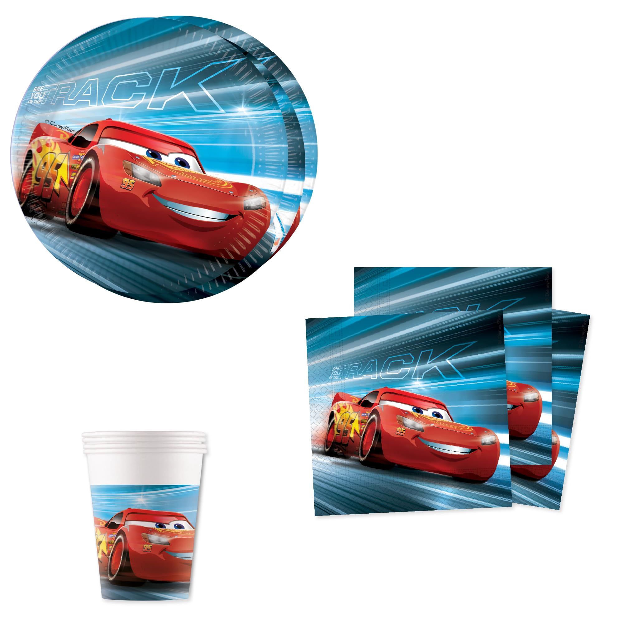 Disney Pixar Cars Victory is Mine Tableware XL Party Set for 16 Guests (52pc)