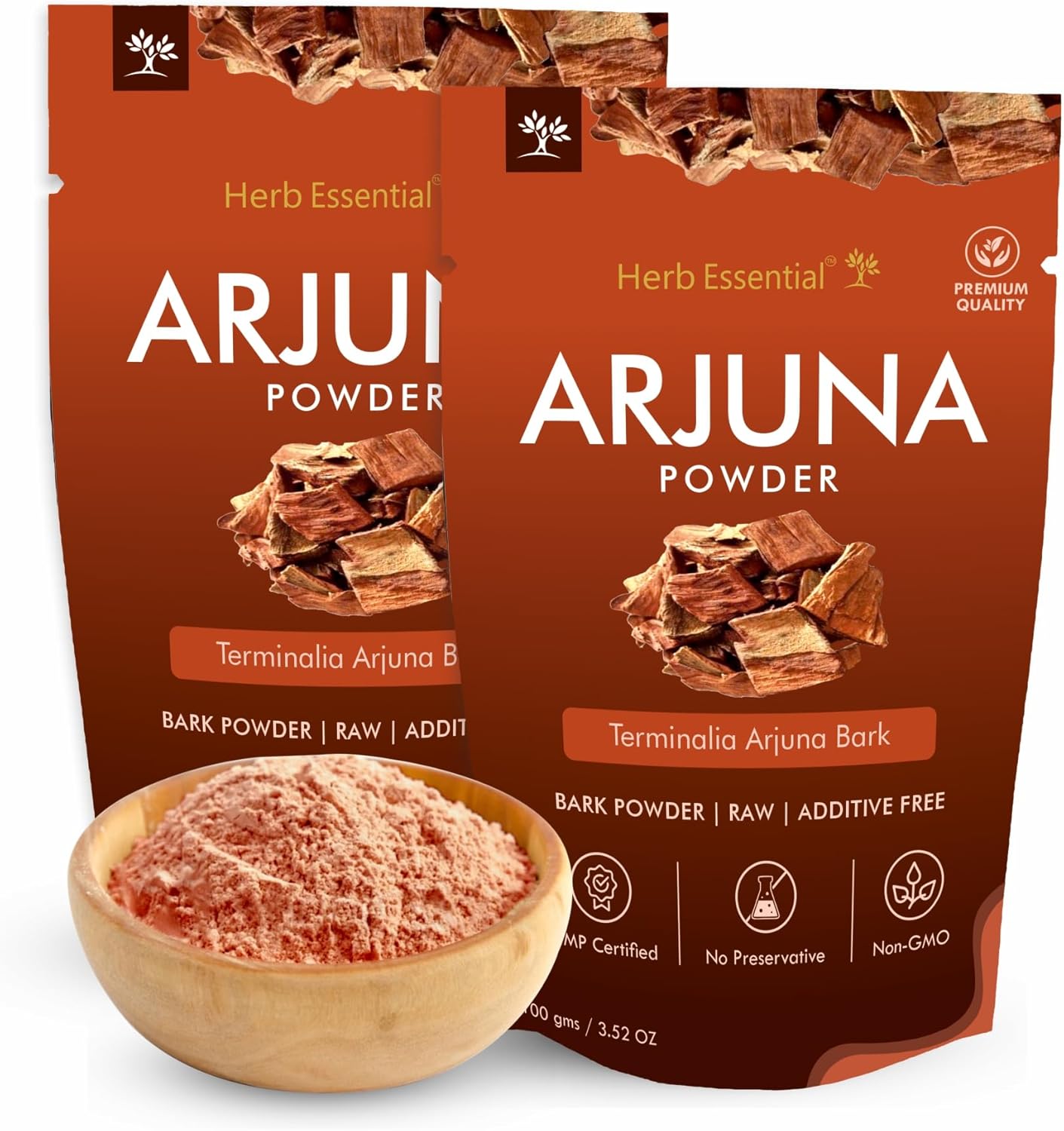 7.05 Ounce Arjuna Powder, Terminalia Arjuna Bark Supplement, No Preservatives, Vegan and GMP Certified- 3.52 Ounce (100g Pack of 2)