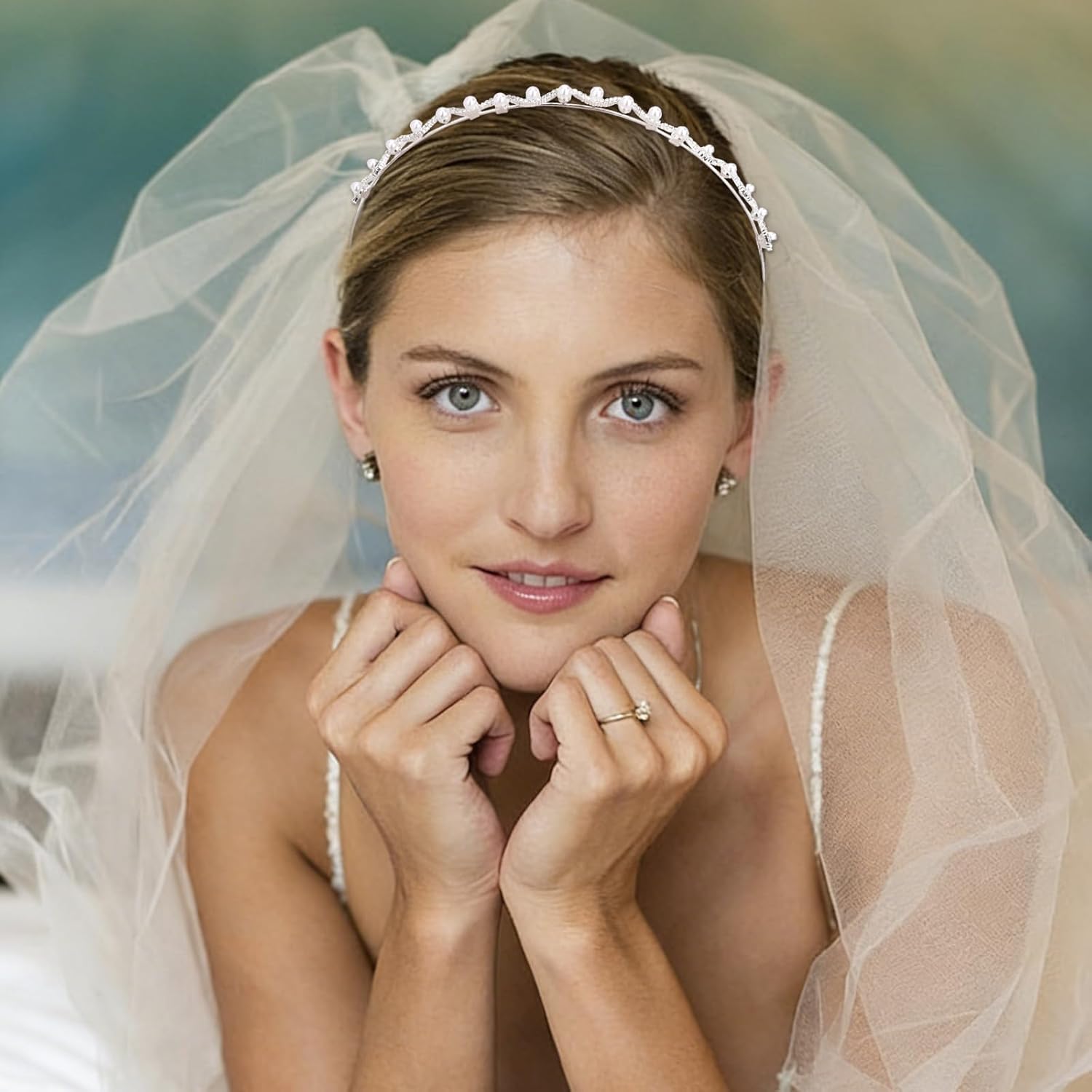 2 PCS Sliver Rhinestone Headband Pearl Diamond Hairband Womens Fashion Headbands Thin Flower Girl Headband Bridal Wedding Hair Accessories Elegant Hair Jewelry Birthday, Date,Prom, Party - Image 5