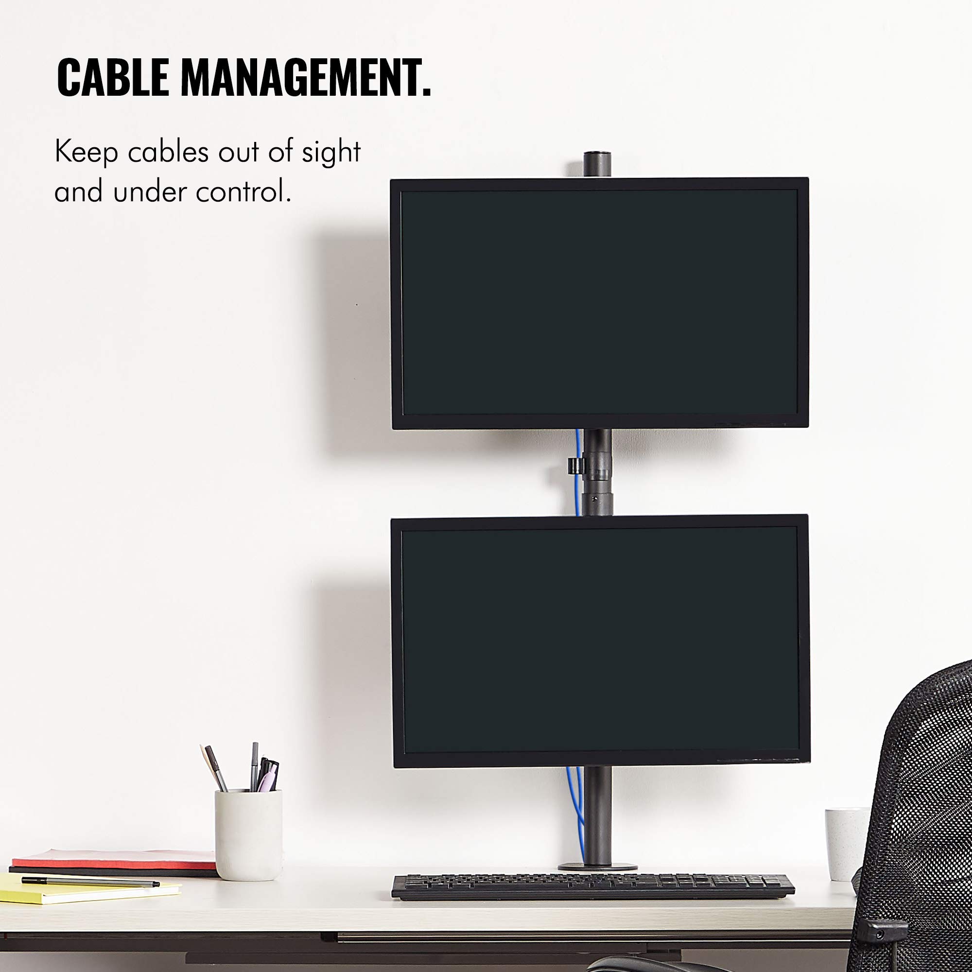 VonHaus Vertical Double Monitor Mount Stacked/Twin Screen Mount/Clamp