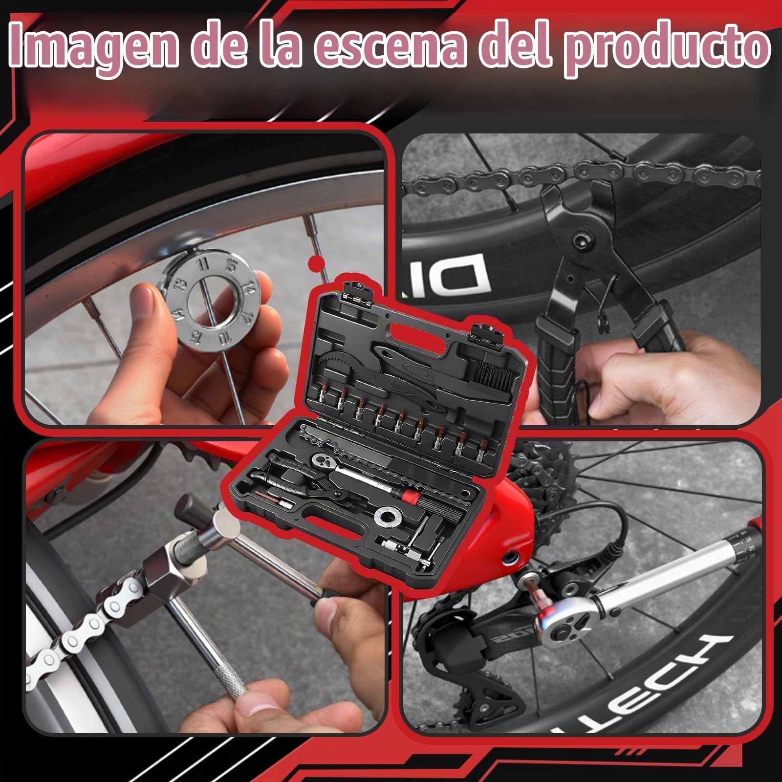 Estuche de Herramientas, Juego de Herramientas de Reparación de Bicicletas en Acero Llave Dinamométrica para Bicicletas de 5 a 25 NM Juego de Herramienta para Bicicleta