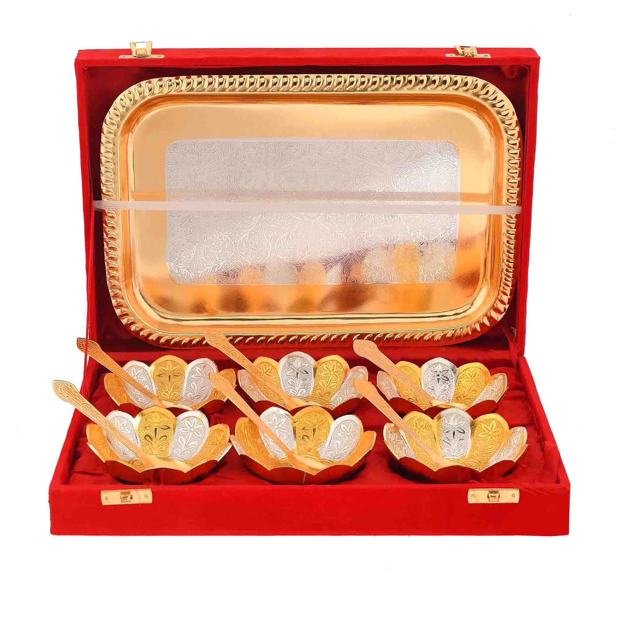 AC ANAND CRAFTS | German Silver Bowl Set | Floral Shape | Set of 13 Pcs | Gold-Silver Plated Red Velvet Box | Diwali Pooja Gift, Navratri Pooja, Corporate 500 ml (B0BC9S4XC5) Amazon Price History, Amazon Price Tracker