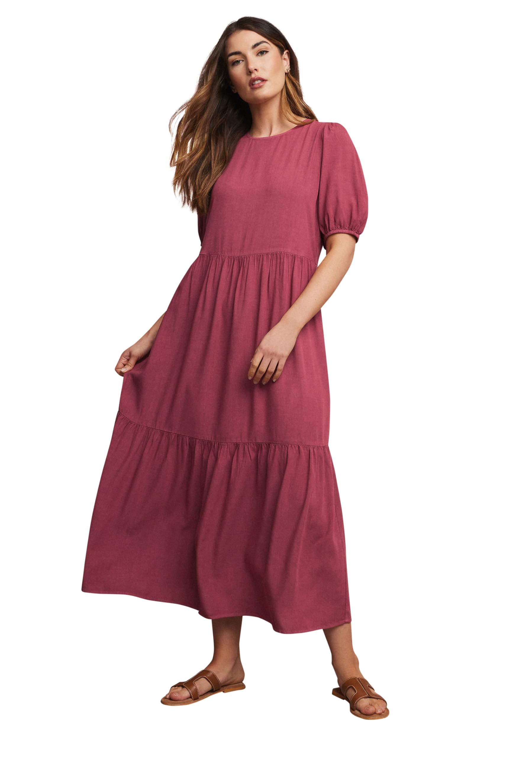 Long Tall Sally Women's Dark Red Tall Smock Denim Maxi Dress In | : Size 20