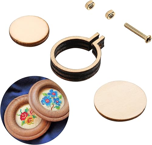 Miniatura 7 de Jetec 20 mini aros de bordado de 1 pulgada de madera de Navidad, pequeños aros de bordado, círculo ajustable, anillo de punto de cruz, a granel para
