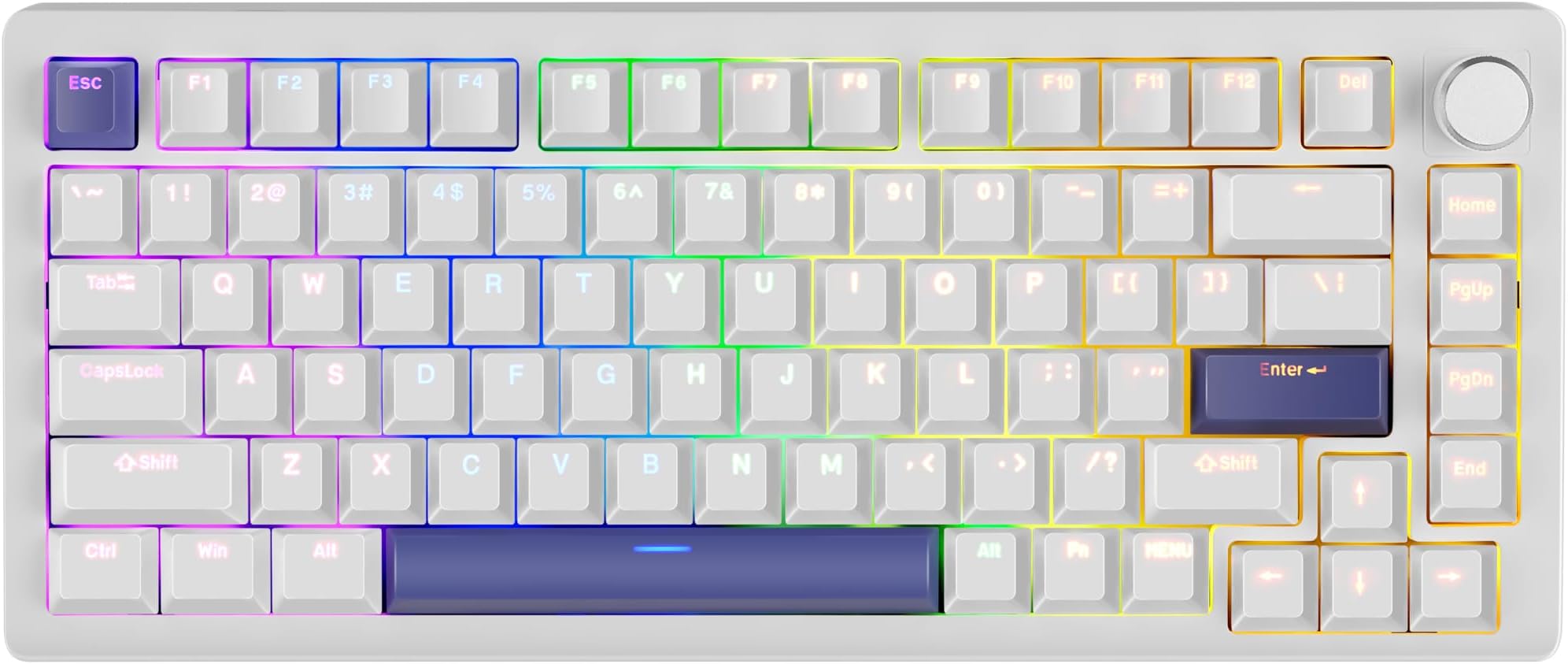 DrunkDeerA75 Rapid Trigger Keyboard Mechanical 82-Key PBT Keycap White OEM Profile Double Shot PBT Keycap Compact 75% Layout