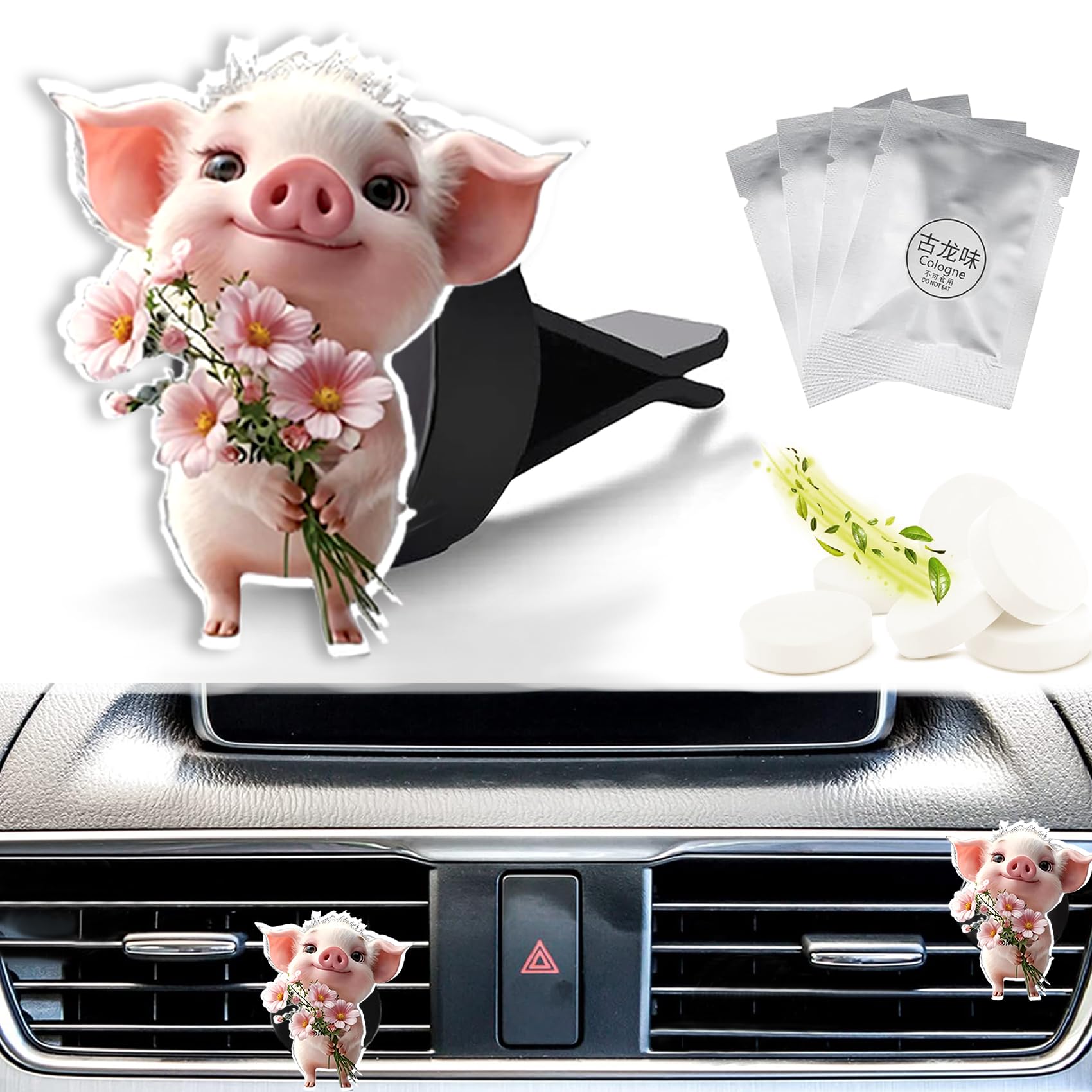 Fresh Scented Car Air Freshener Vent Clip, Decorative Pig