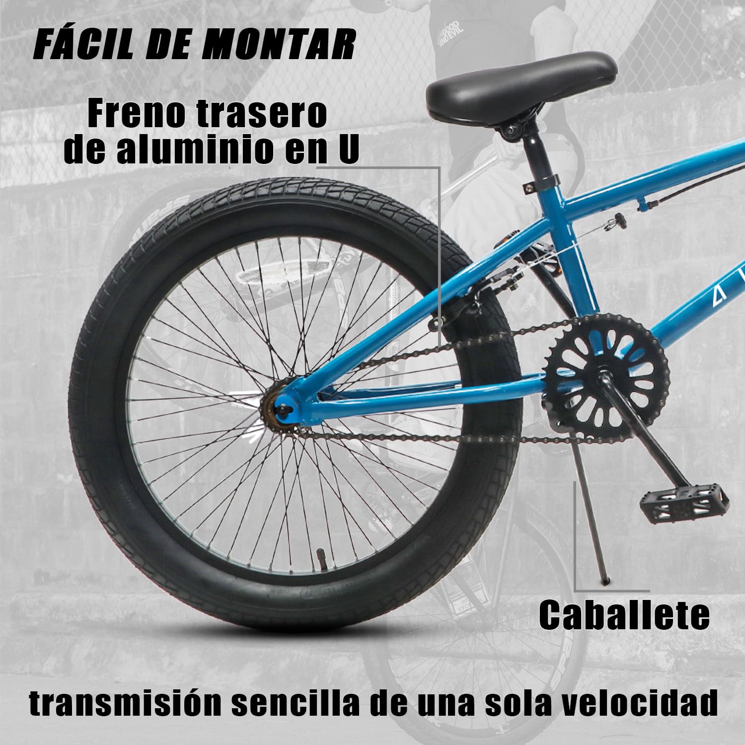 AVASTA Bicicleta BMX Freestyle de 18 Pulgadas para niños de 5 6 7 8 años, niñas y Principiantes, Azul