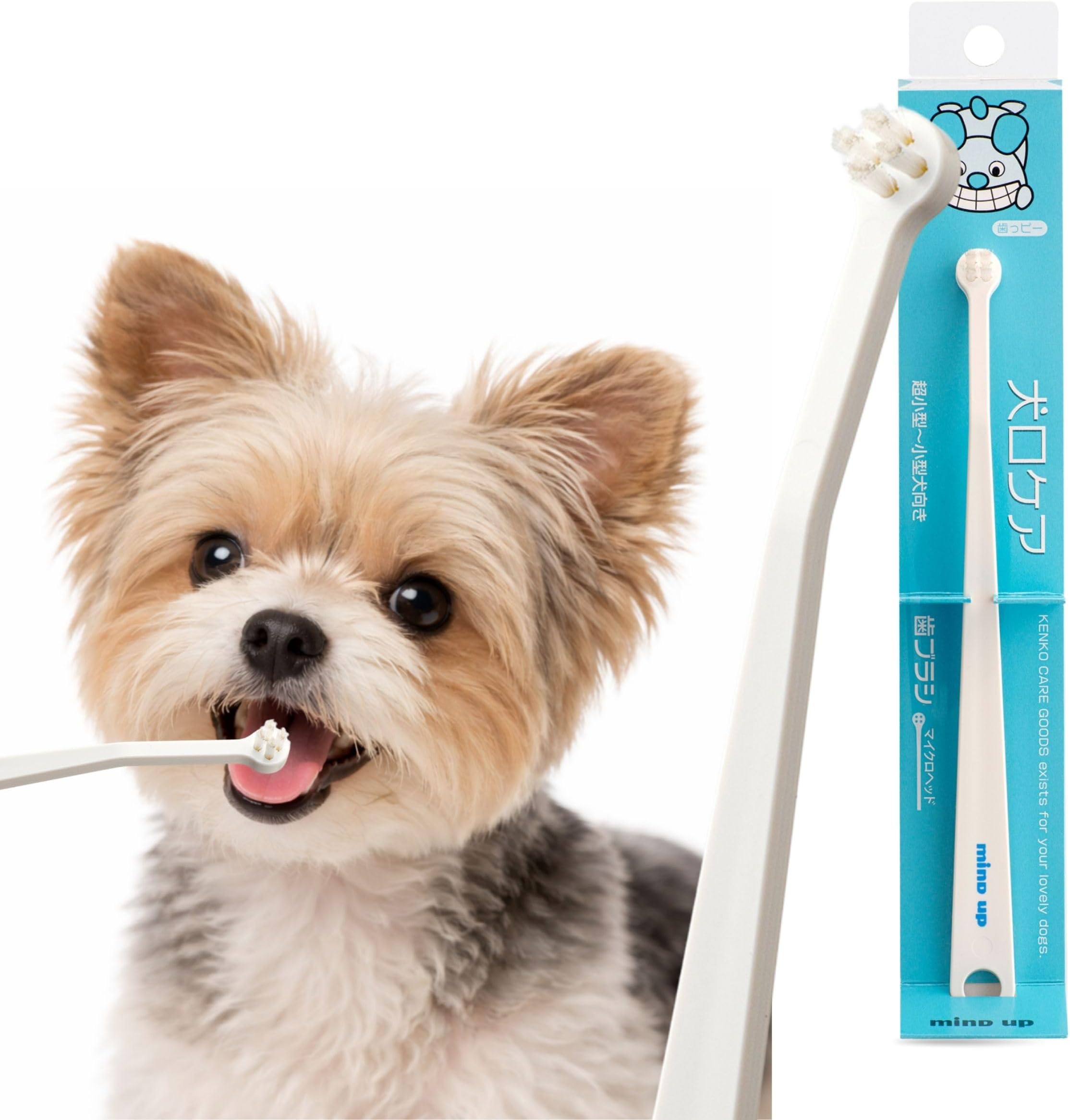 MIND UP Dog Toothbrush with Micro Head, 15° Angled Handle for Ultra-Small Dog...