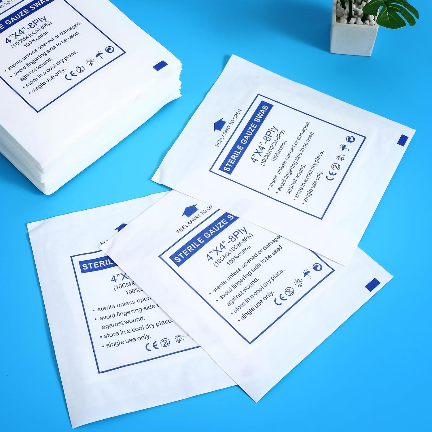 50pcs Non-Adhesive Breathable Gauze Pads 10x10cm Pure Cotton Gauze Swabs for First Aid Use Bandaging Supplies