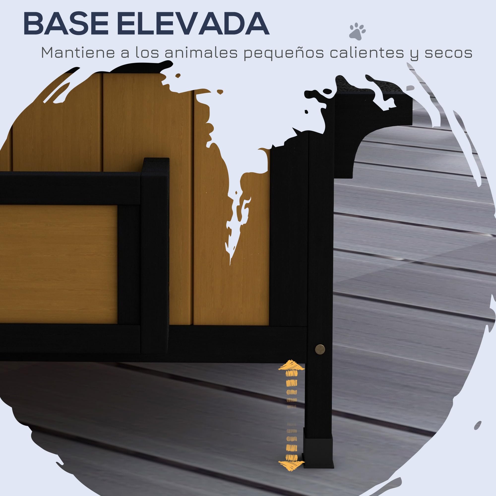 PawHut Casa para Gatos de Madera con Macetero 2 Niveles 96x65x85,5 cm Techo Asfáltico Ventana Múltiples Entradas Interior Exterior