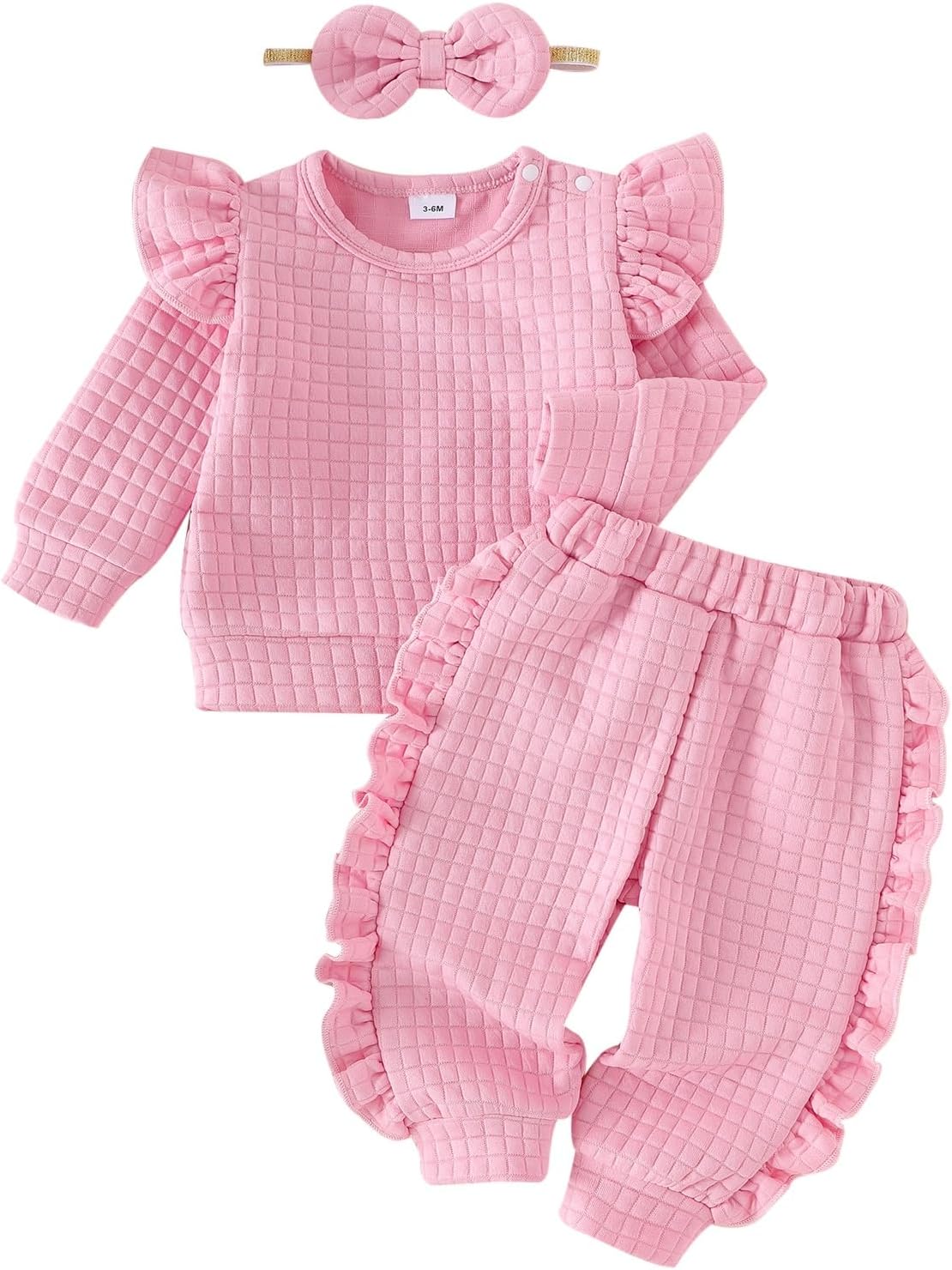 FOCICI Baby Girl Clothes Toddler Sweatshirt Ruffled Infant Tops Casual Pants Fall Winter Outfits Set 3-24 Months