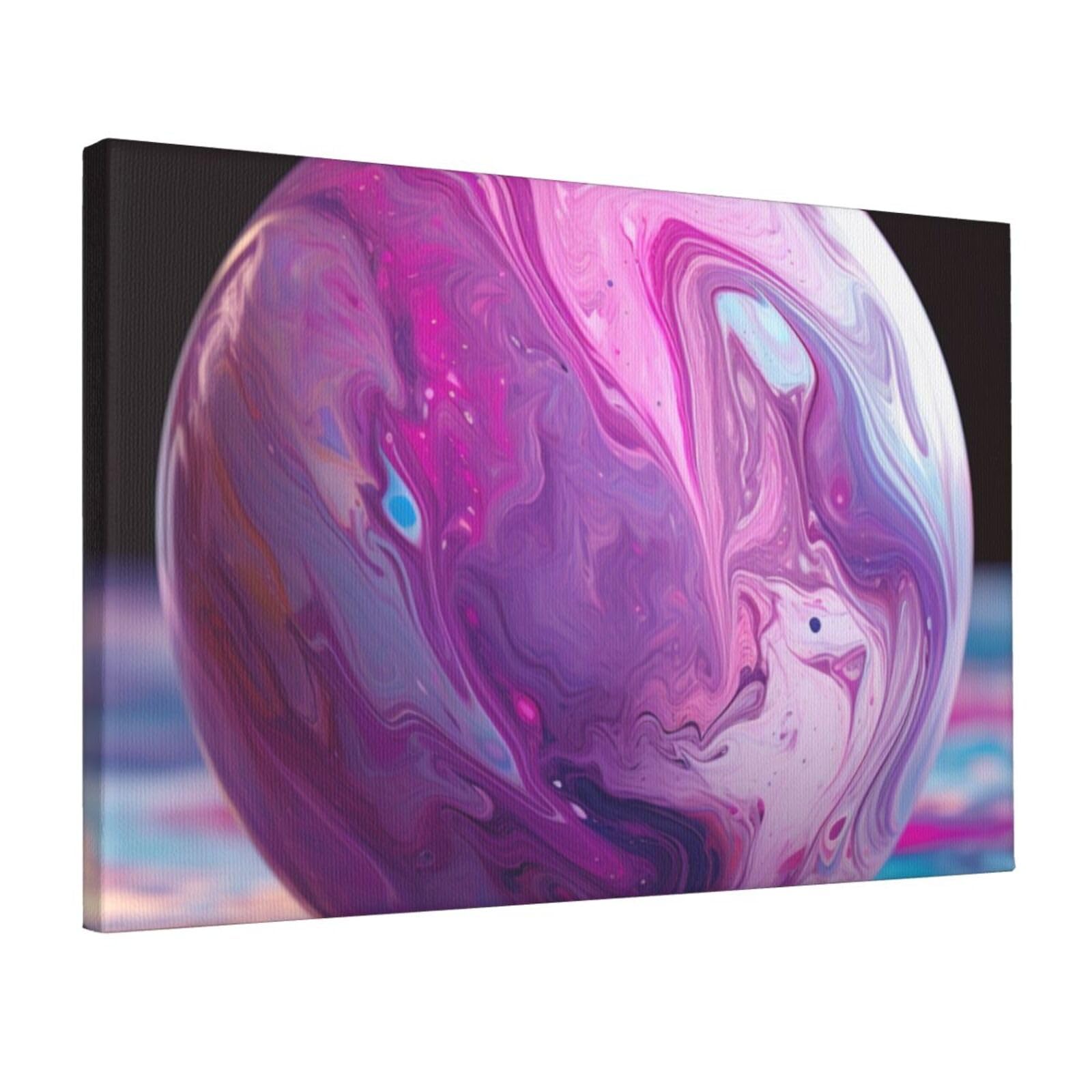 YKLJG Marble Purple Colorful Printed Wall Art Canvas Prints 45x30 CM Wooden Framed Picture Painting Artwork for Bedroom Kitchen Home Office Decor