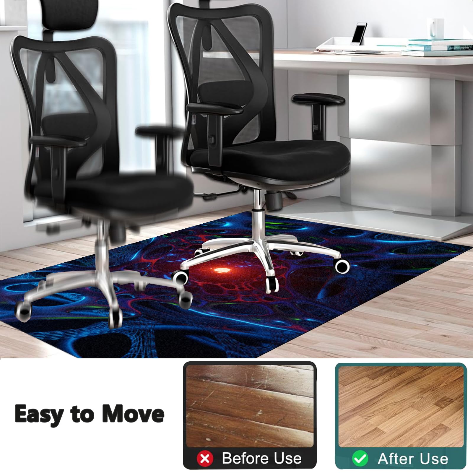 Tapis Gaming Sol, Tapis Protection Sol pour Chaise de Bureau, Tapis de Sol Bureau pour Chaise de Bureau stratifiée, Bureau et Chambre, Protège Parquet Fauteuil à roulettes pour Sols Durs 160 x 200 cm