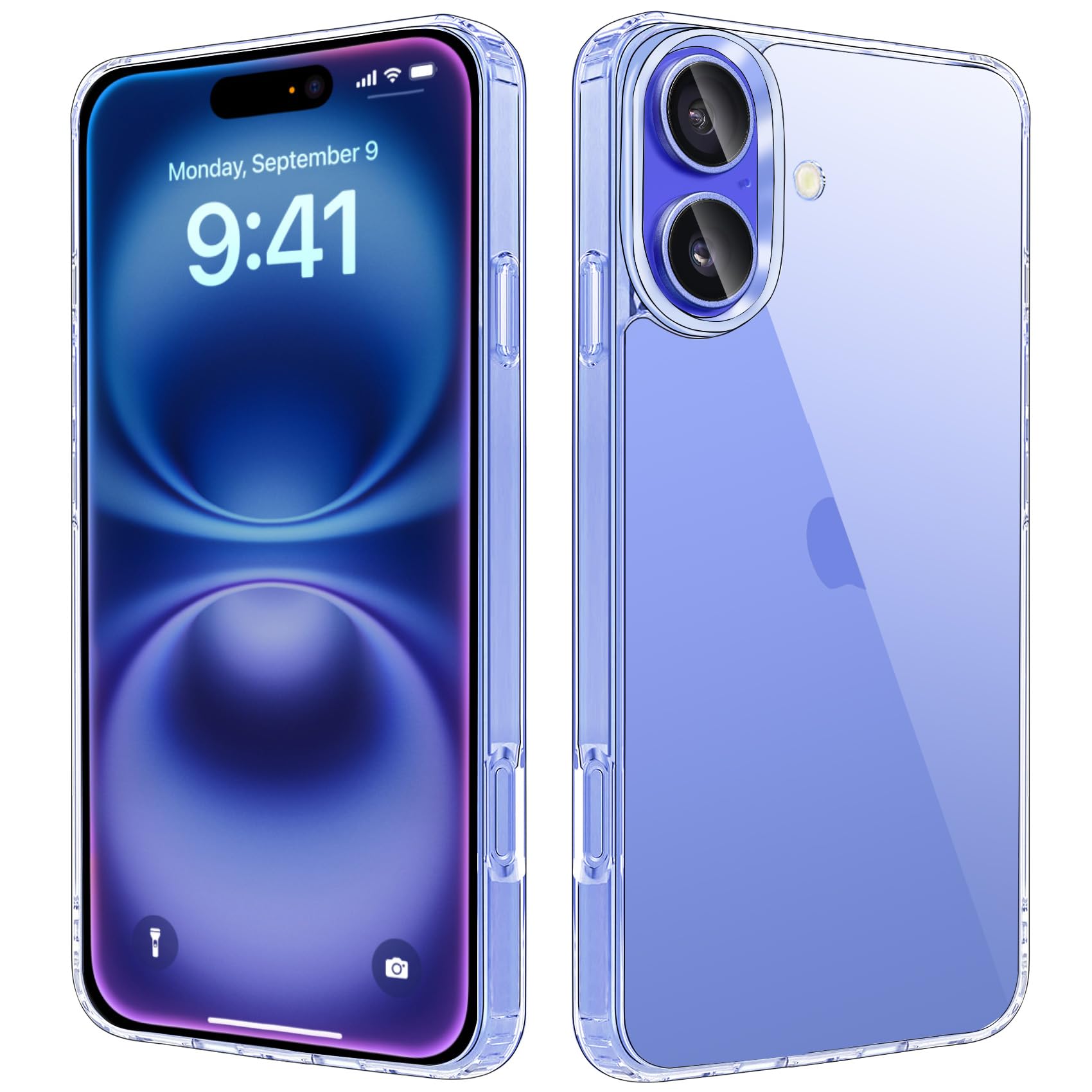 JJGoo Compatiable with iPhone 16 Plus Case Clear Transparent Shockproof Phone Case Anti-Scratch Hard PC Back Protective Cover