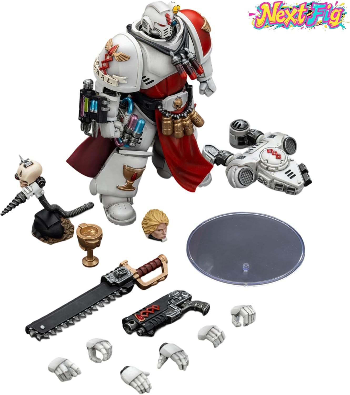 JOYTOY Sanguinary Priest Warhammer 40K 1/18 Action Figures Blood Angels Sanguinary Priest with Heavy Bolt Pistol chainsword and narthecium Collectible Model 4.8Inch Birthday Gifts