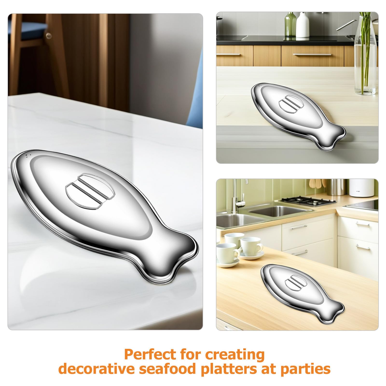 Piatto per Pesce Fumante Ovale in Acciaio Inox Decorativo | Argento, per Cottura di Frutti di Mare Indoor e Griglia Outdoor, Circolazione Vapore Uniforme