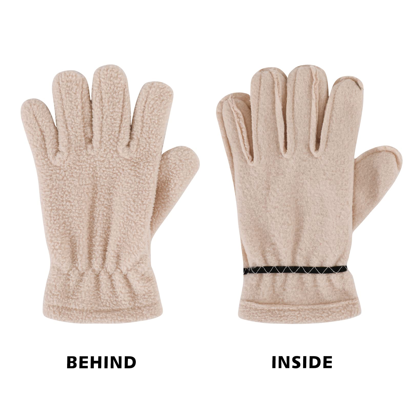 QKURT 3 Paio Guanti in pile per Bambini,Guanti a Dita Intere,Guanti Caldi per Bambine di 4~7 Anni