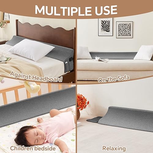 Miniatura 7 de EUHAMS Almohada de cuña de cama tamaño Queen para cabecero, relleno de huecos de cama, relleno de huecos de colchón (0-7 pulgadas), almohada de cuña