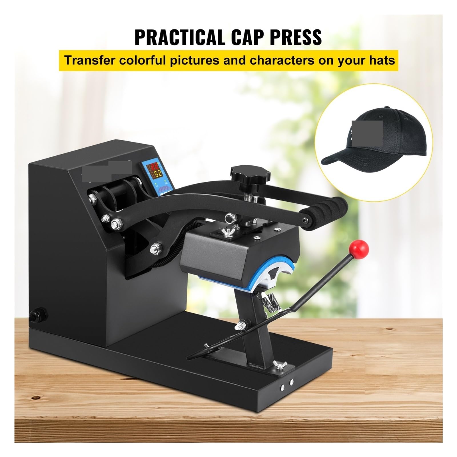 Pressa a caldo, Pressa di calore for cappelli, macchina for sublimazione for stampaggio a trasferimento di calore da 5,5 X 3,5 pollici, conchiglia con display digitale for pubblicità fai-da-te