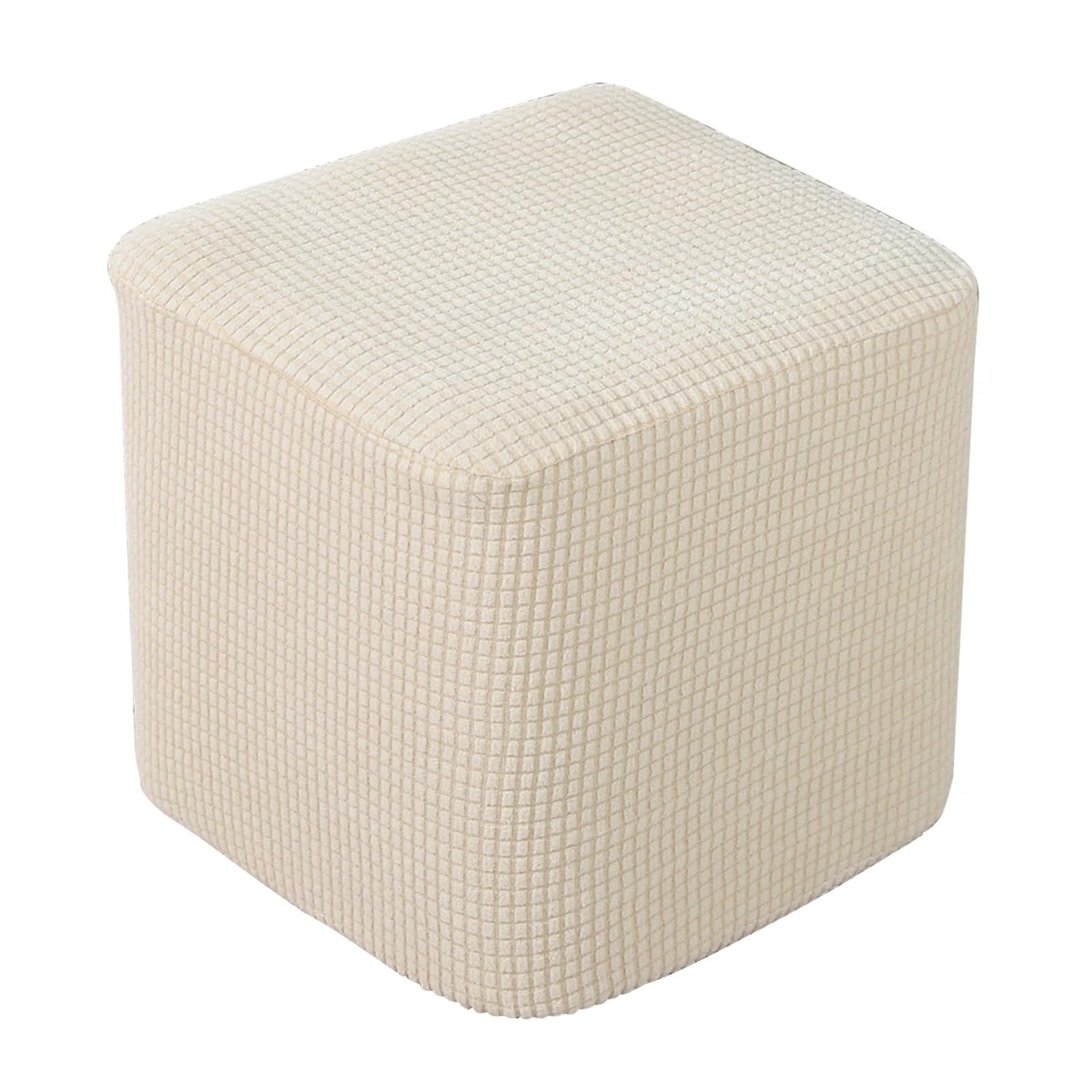 MWAHJU 1Pcs Stretch Ottoman Slipcover Footstool Footrest Living Room Soft Cover For Bedroom(Beige)