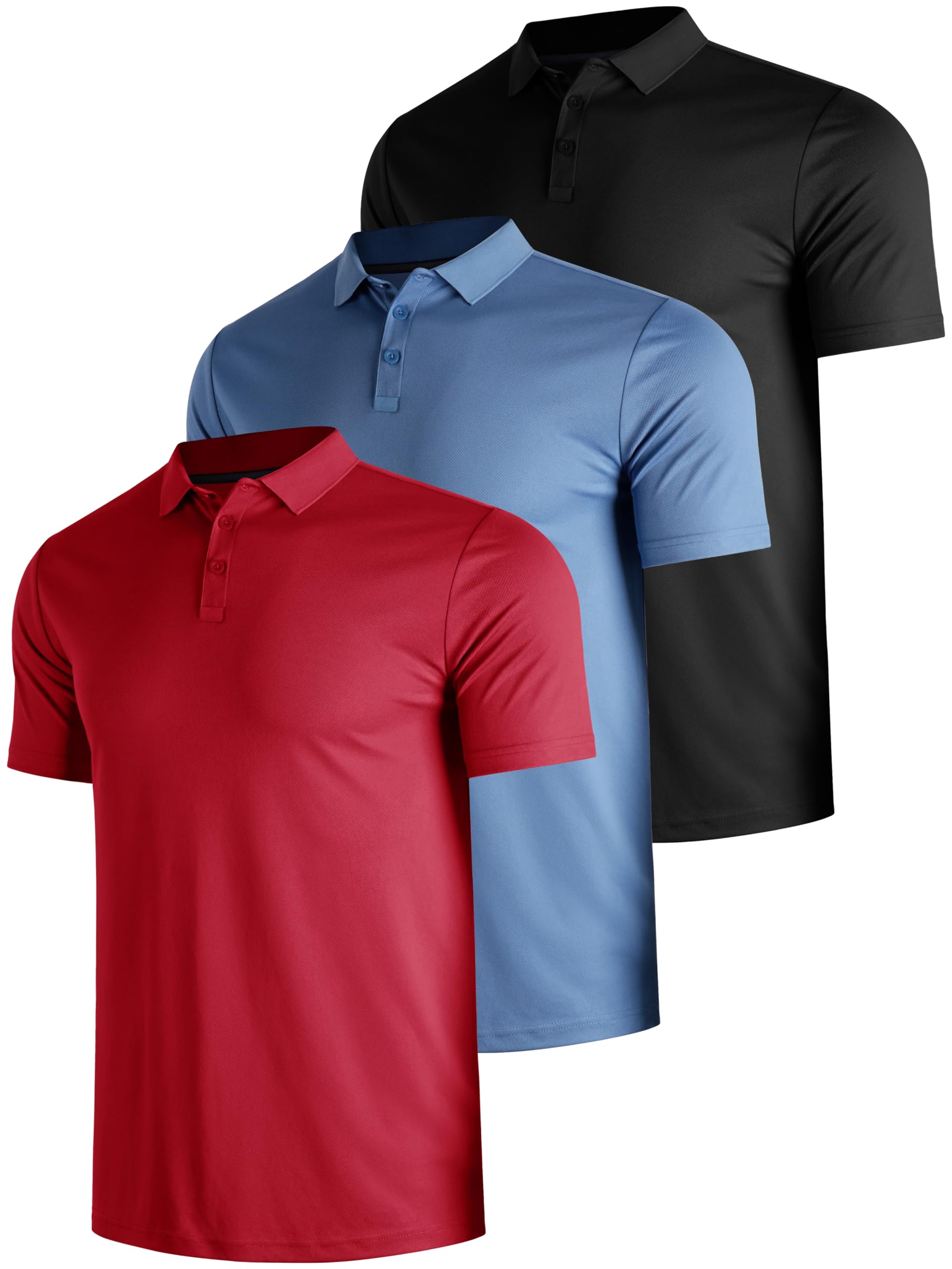3er Pack Poloshirt Herren Kurzarm Atmungsaktiv Sport Polo Shirts Leicht Golf Tennis Polohemd Sommer Schnelltrocknend Tshirt Männer Set