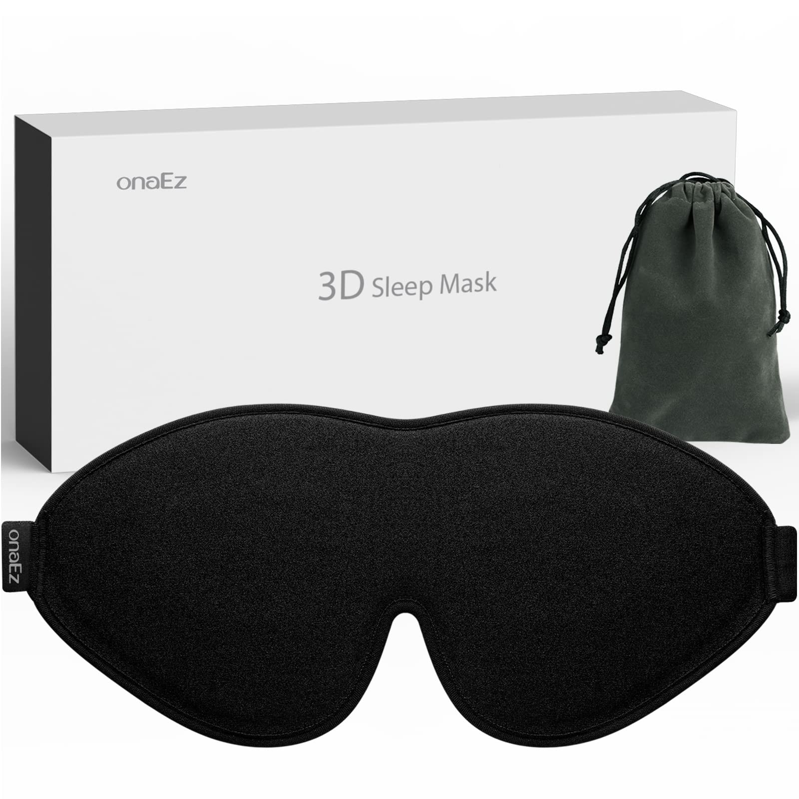 onaEz Sleep Masks, 2023 Upgraded 100% Darkness 3D Sleep Eye Mask with 12mm Recessed Eye Sockets, Breathable Comfortable Soft Milk Ice Silk Sleeping Mask for Traveling Napping All Night Sleeping Yoga