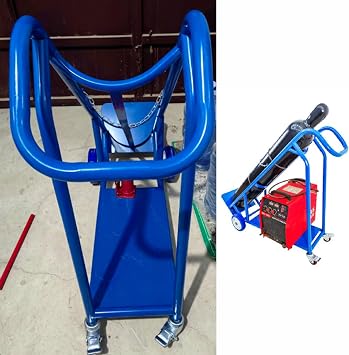 UrbanUp Oxygen Tank Holder Welding Large Oxygen Tank Cart Dolly with Storage Board, Rolling Gas Cylinder Cart Trolley for Transportation, Heavy Duty Co2 Cylinder Tank Cart