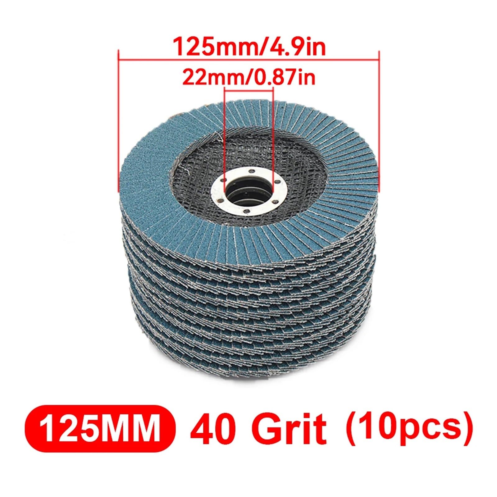 10 szt. tarcze szlifierskie do szlifierek kątowych 125 mm, 40, 60, 80, 120, tarcze szlifierskie, do stali, metalu, drewna, narzędzie ścierne (ziarnistość 40)
