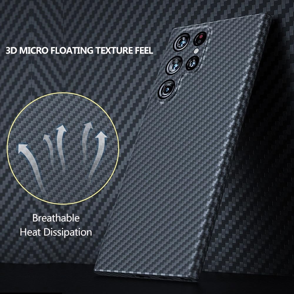 RIZZ Compatible Real Carbon Fiber Case for Samsung Galaxy S23 Ultra 5g 【Aviation Grade Aramid Fiber Material】Light and Thin Slim Cover for Men Phone Cases Compatible Wireless Charging (For S23 Ultra)