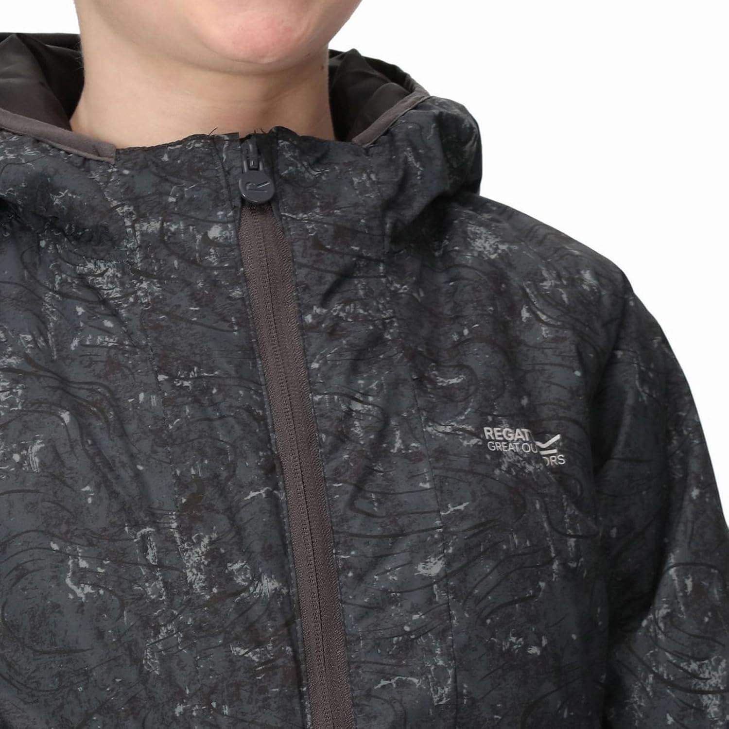 Regatta Childrens/Kids Volcanics VII Terrain Print Reflective Waterproof Jacket (3-4 Years) (Seal Grey)