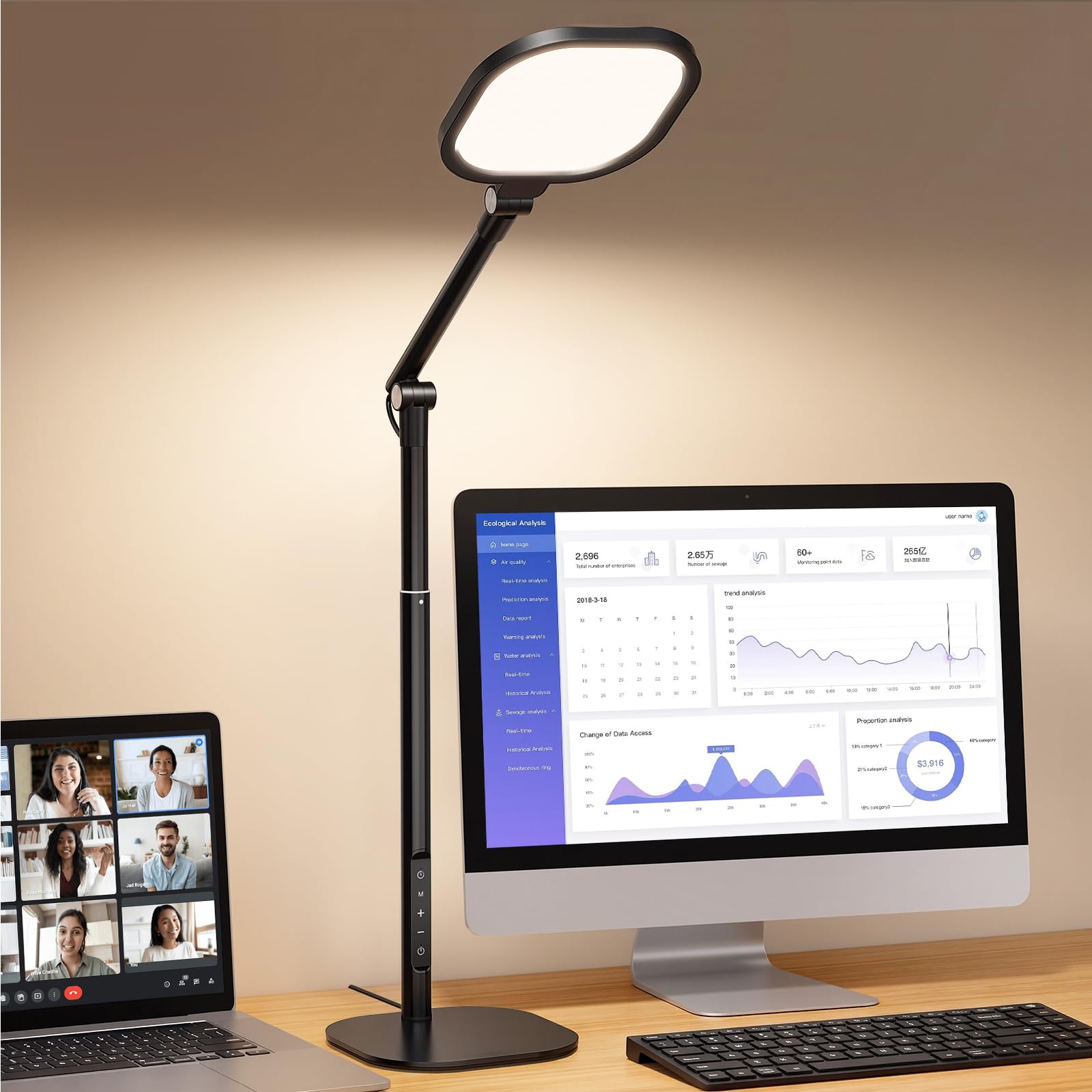 LitONES LED Desk Lamp, Dimmable Computer Desk Light for Home Office